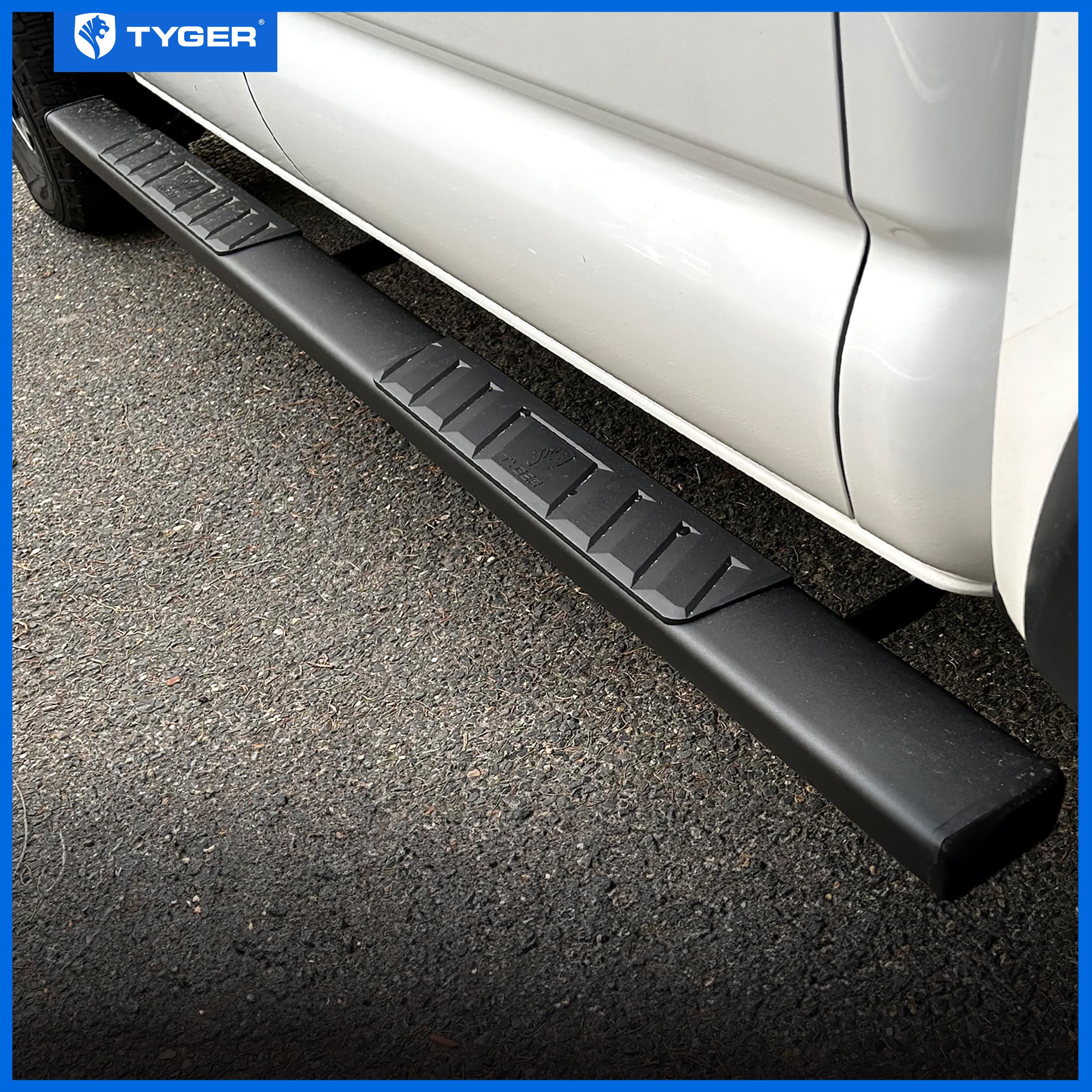 Tyger Auto 4'' Riser Running Boards Compatible With 2009-2018 Dodge Ram 1500; 2010-2024 2500 / 3500; 2019-2024 Classic | Crew Ca