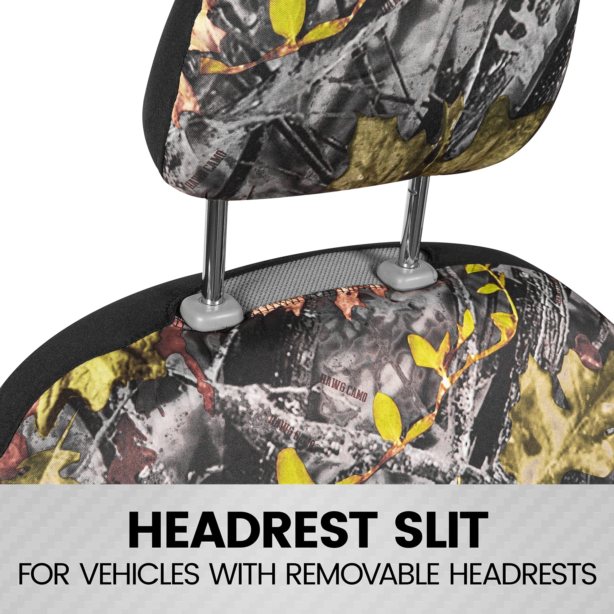 BDK Camo Car Seat Covers Full Set with Floor Mats - Complete Interior Protection Set, Realistic Green Forest Camouflage Pattern,