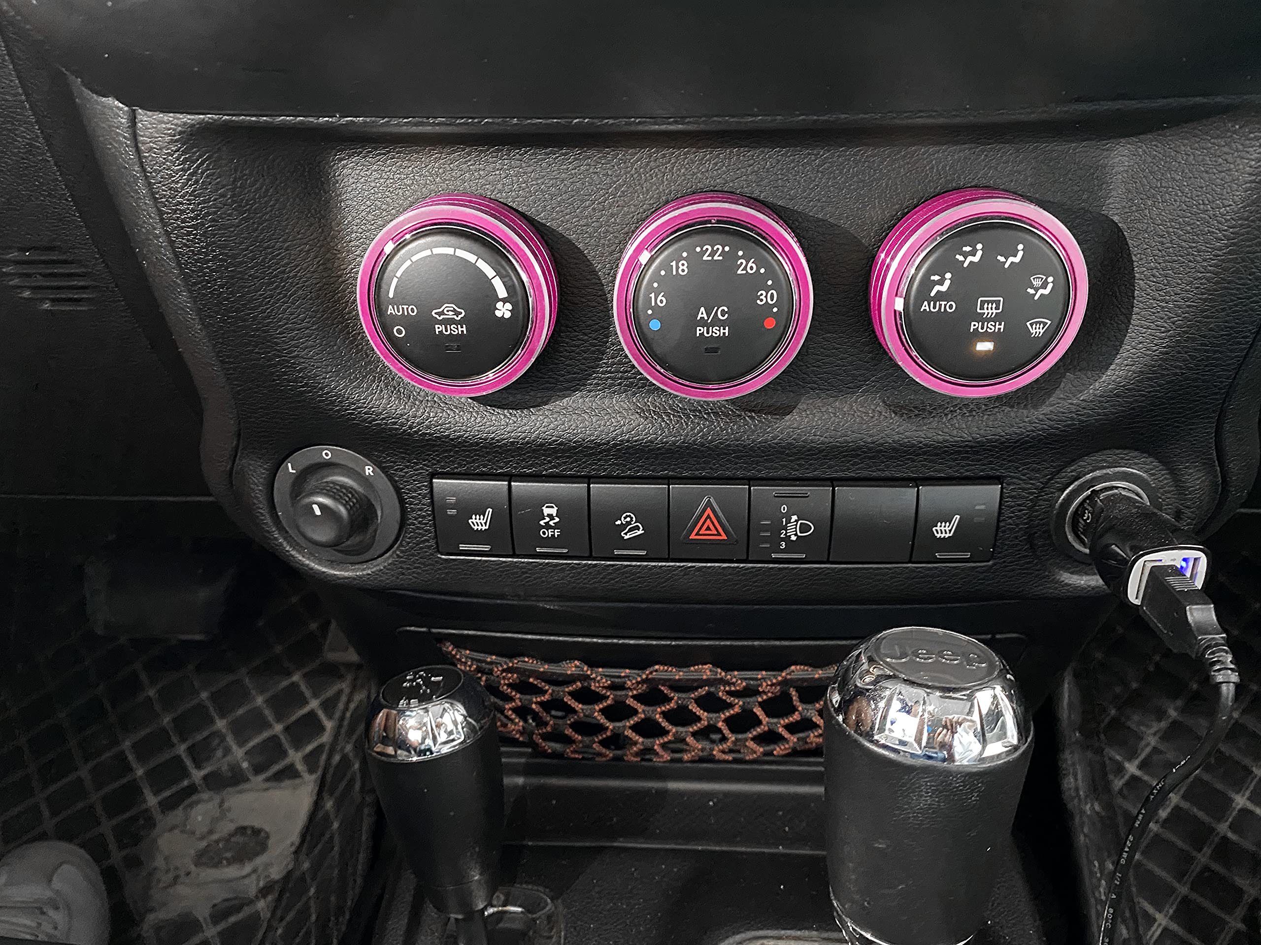 Ac Climate Control Knob Ring Air Conditioner Switch Volume Cover Compatible With 2011-2017 Jeep Wrangler Jk Jku/Dodge Challenger 2008-2014 Interior Conditioning Accessories Trim (3Pcs/Set, Pink)