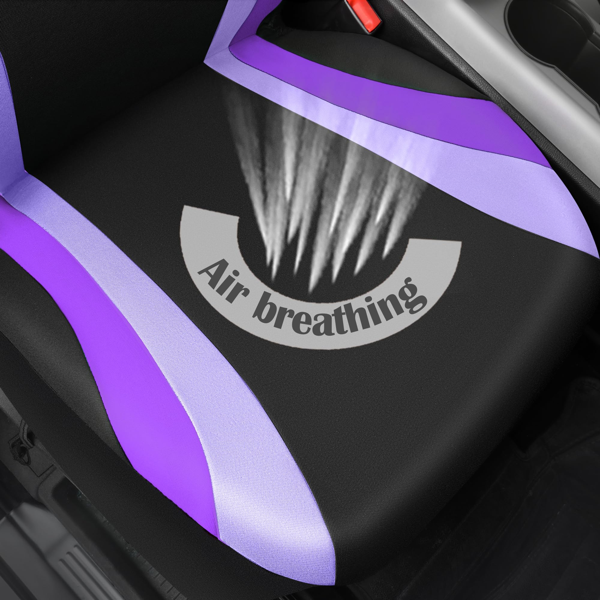 Car Pass Line Rider Sporty Front Seat Covers,Purple Car Seat Covers Two Front Seats Only For Cute Women Girl, Airbag Compatible,