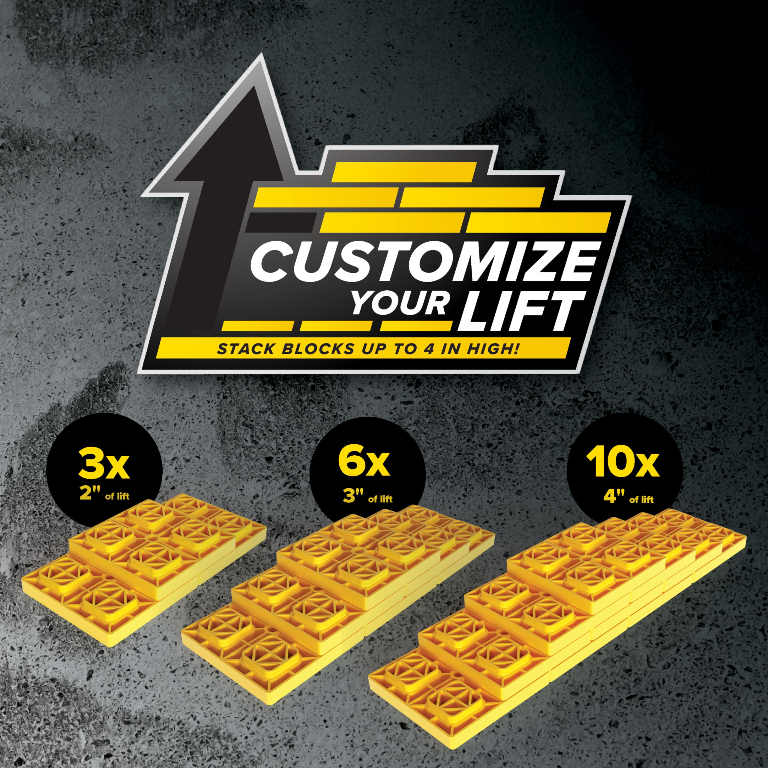 Camco Fasten Camper / Rv Leveling Blocks - Features Interlocking Design For Customizable Height - Carrying Handle Twists To Secu