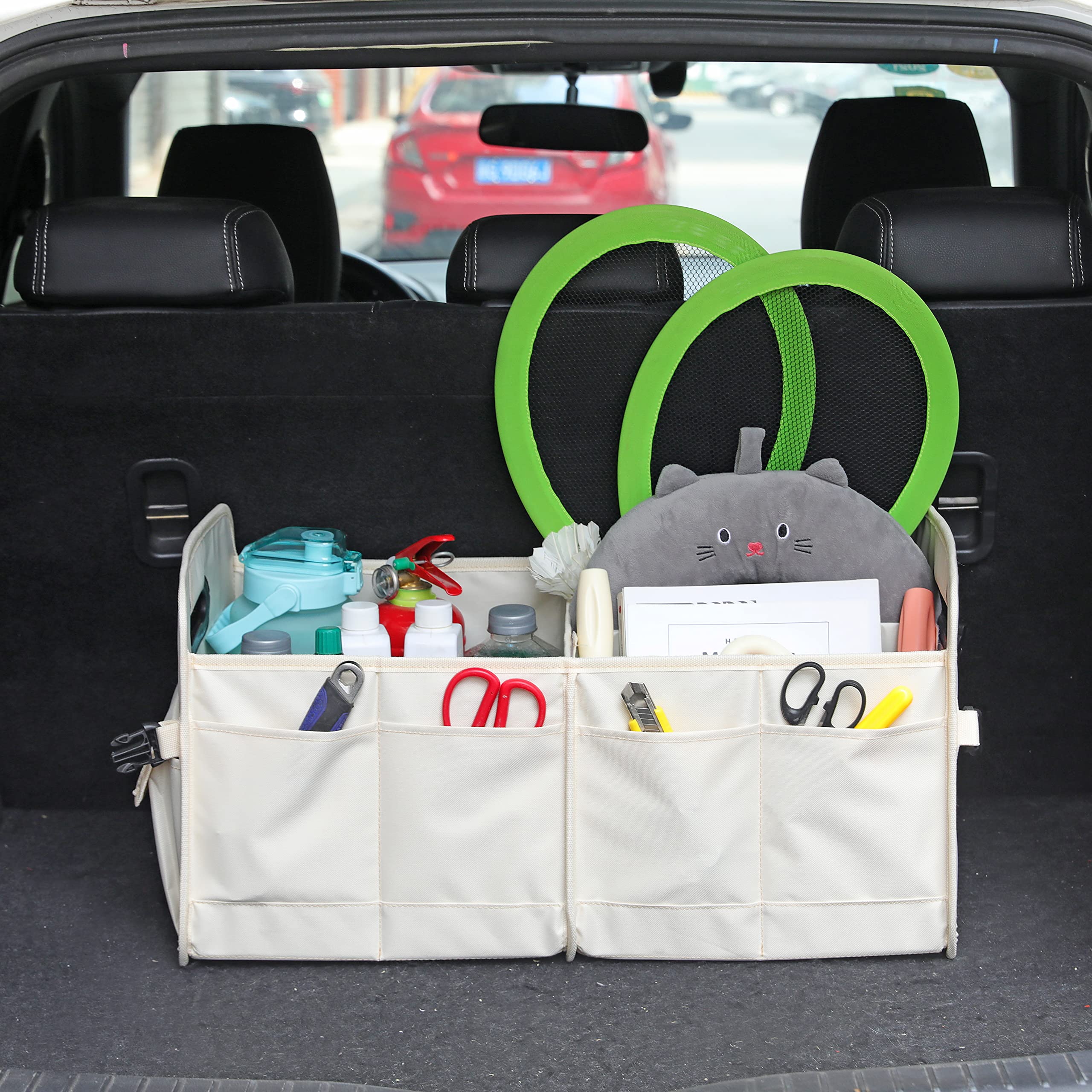Aokjoy Car Trunk Organizer, Green, Foldable, Non-Slip, Adjustable, Multiple Compartments, 600D Oxford Cloth Material