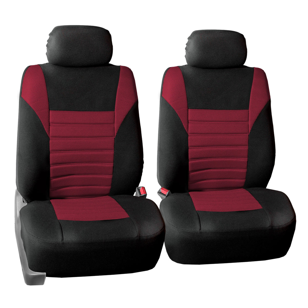 Fh Group Car Seat Covers Front Set Premium 3D Air Mesh - Low Back Car Seats With Removable Headrest, Universal Fit, Airbag Compatible Seat Cover For Suv,Sedan,Van Burgundy