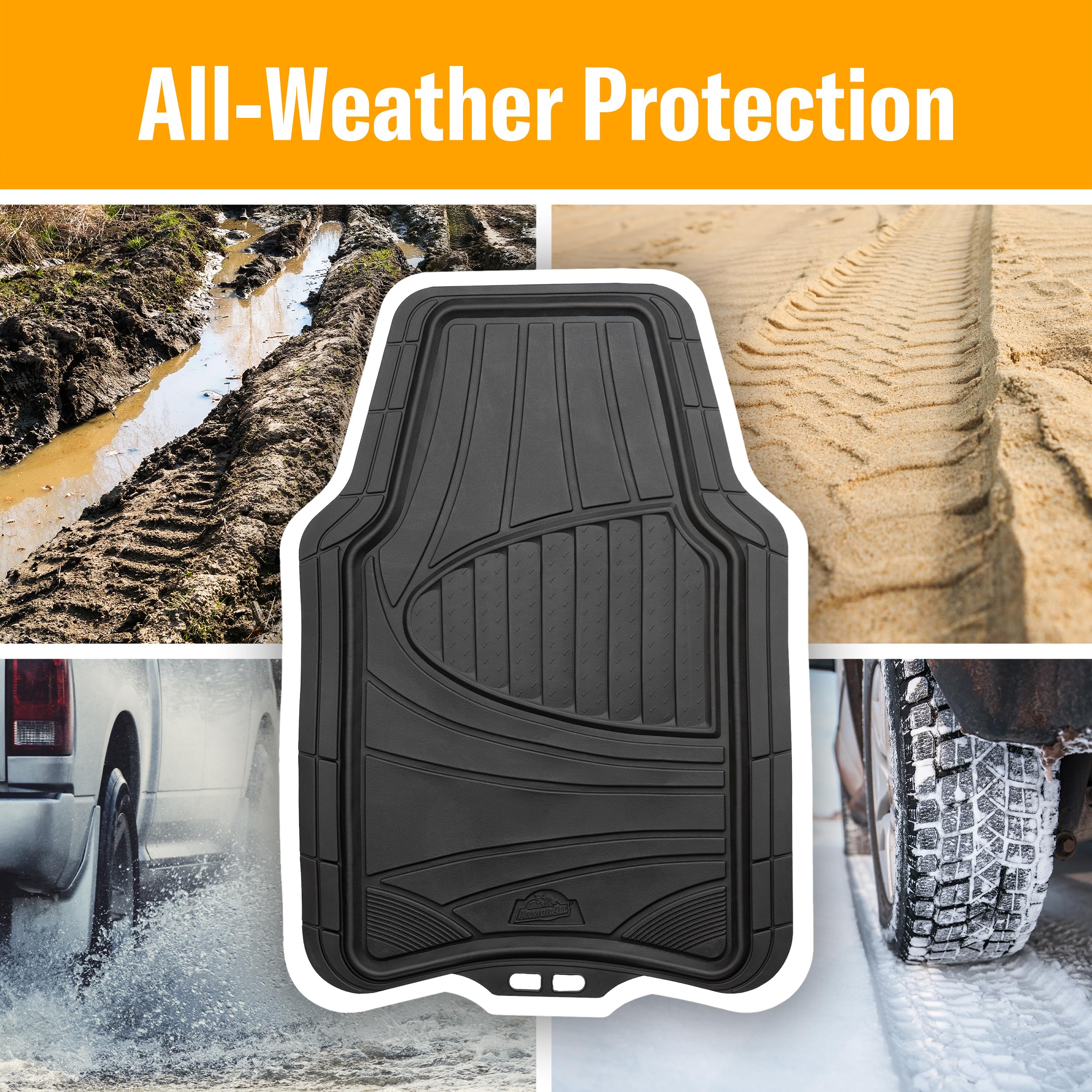 Armor All Custom Accessories Black Full-Coverage Floor Mats - All-Weather Protection, Enhanced Grip, Heavy-Duty Design - Easy To Clean, Universal Fit - Premium Quality Mats, Black, 3-Piece