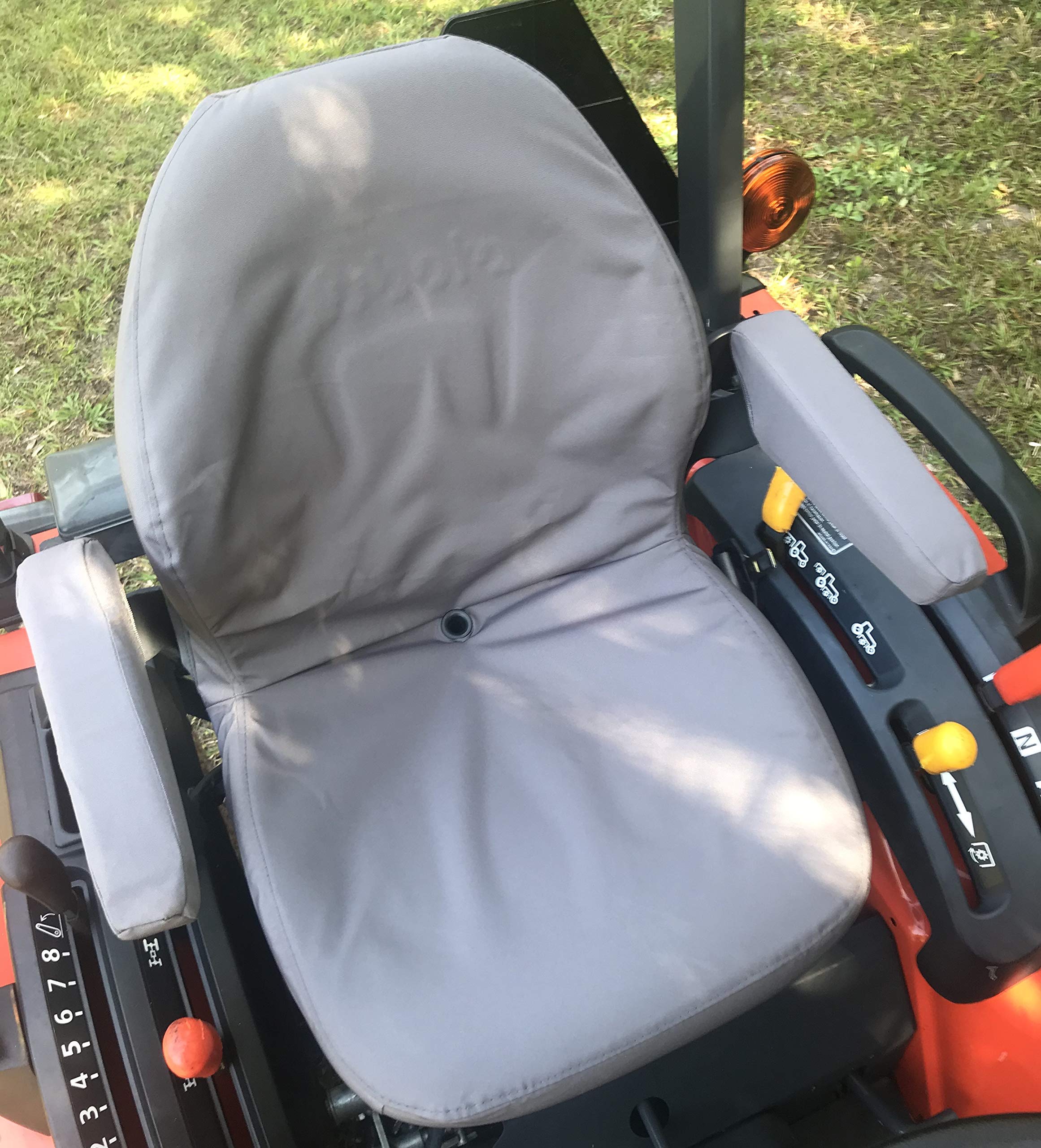 Durafit Seat Covers, Custom Fit Kubota Seat Covers for Tractor B2301 B2601 (KU25 C8 Gray) Zero Turn Z223 with armrests.