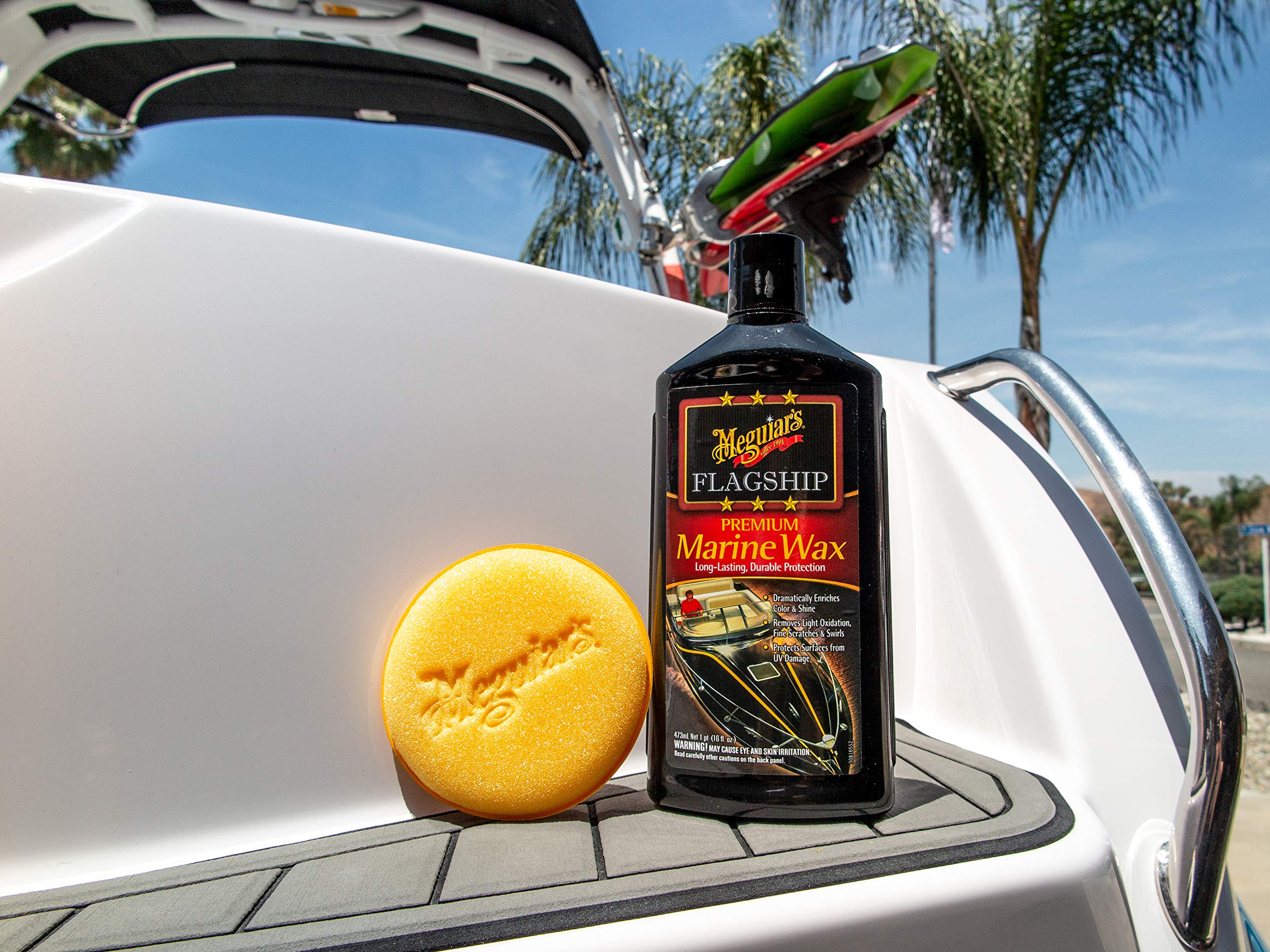 Meguiar'S Flagship Premium Marine Wax M6316 - Synthetic Rv And Boat Wax - Durable Fiberglass And Gel Coat Protection For A Long-Lasting Shine - Professional-Grade Wax With Uv Protection, 16 Oz Liquid