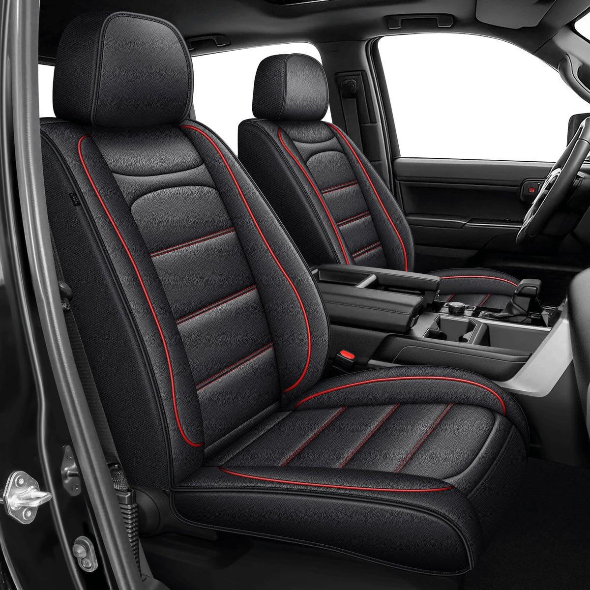 IKABEVEM Seat Covers Fit for Toyota Tundra : 2022-2024 2025 Crewmax Double Cab Faux Leather Truck Pickup Full Set Seat Covers (5