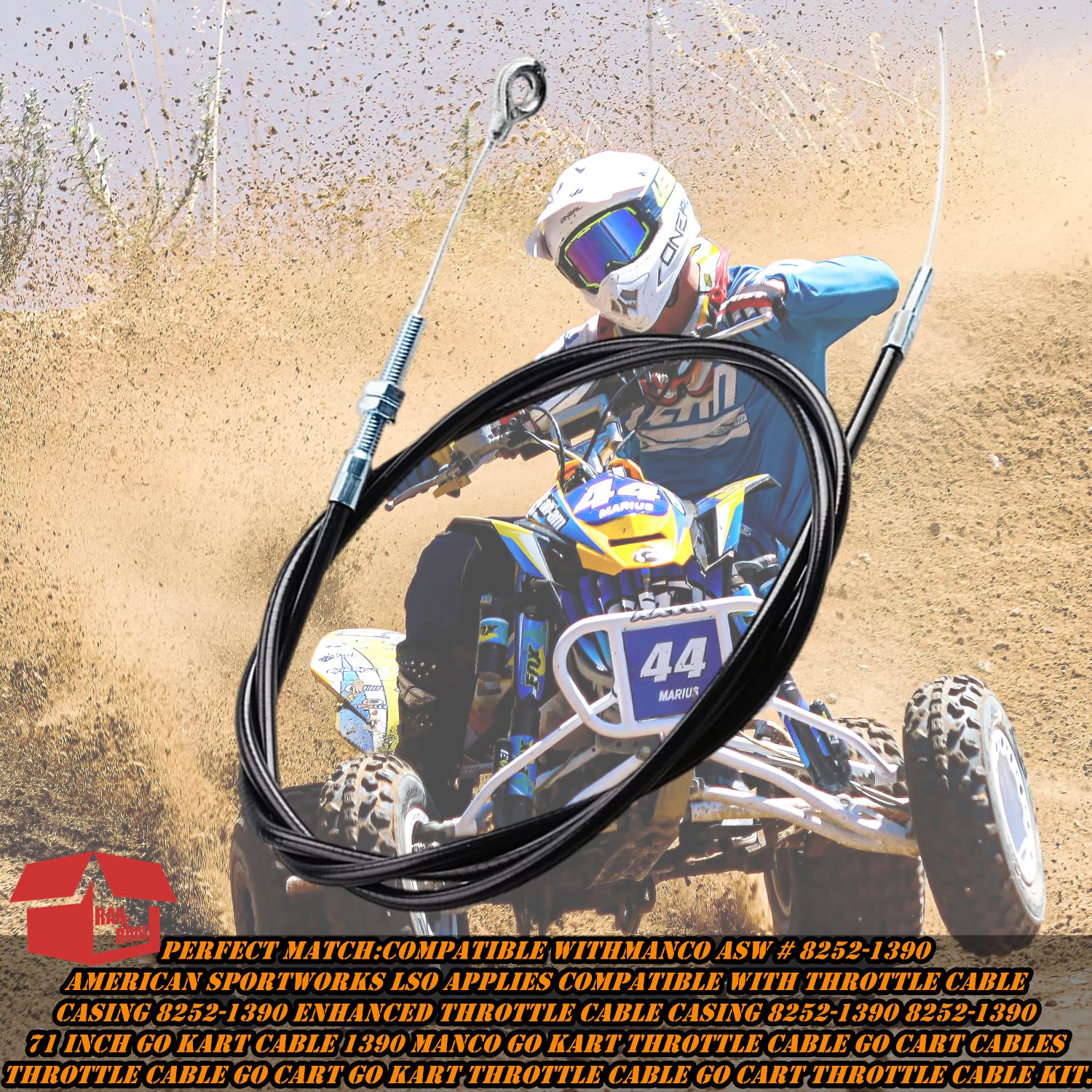 Go Kart Throttle Cable Go Cart Throttle Cable For Manco 8252-1390 Asw Go Kart Parts -Inner Wire 71 Inch Long