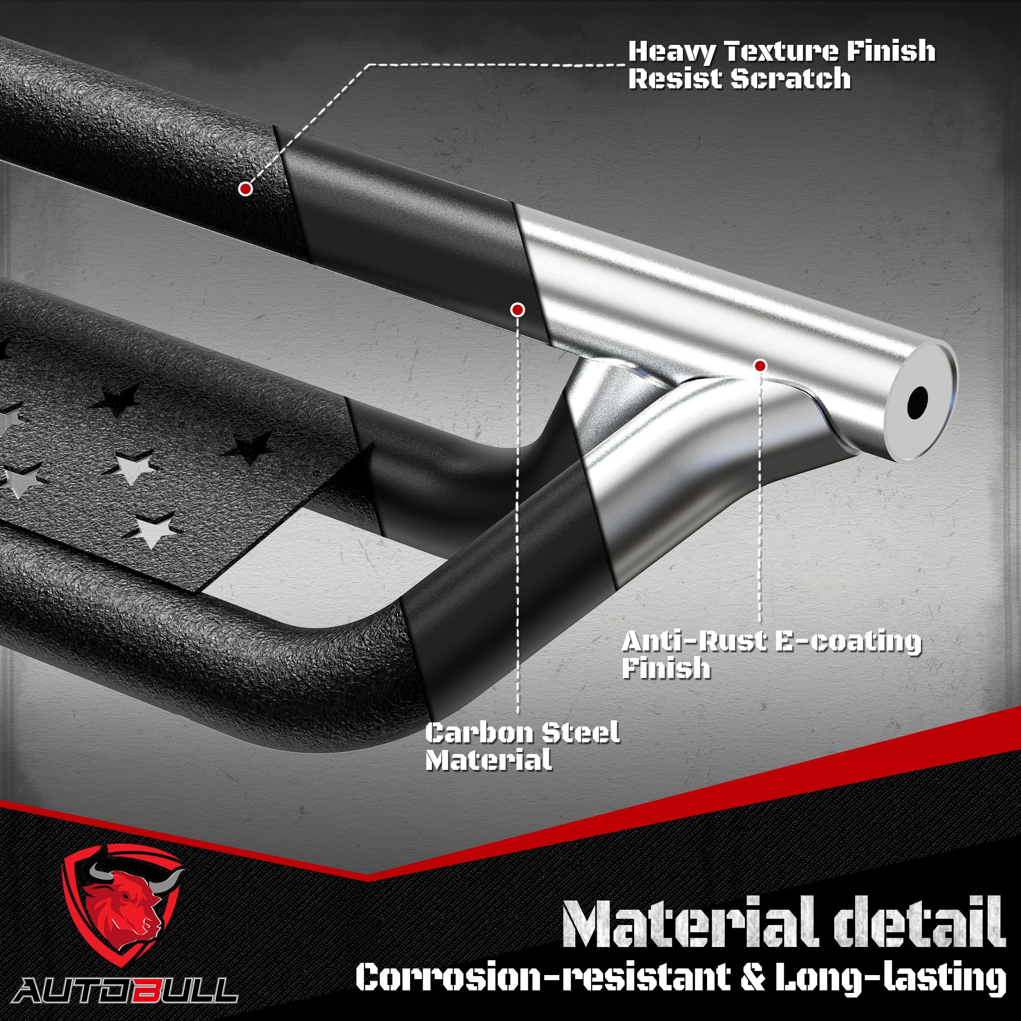 Wheel to Wheel Running Boards Compatible with Chevy Colorado/GMC Canyon 2015-2025 Crew Cab, 6 Bed Access Side Step Rails Coate