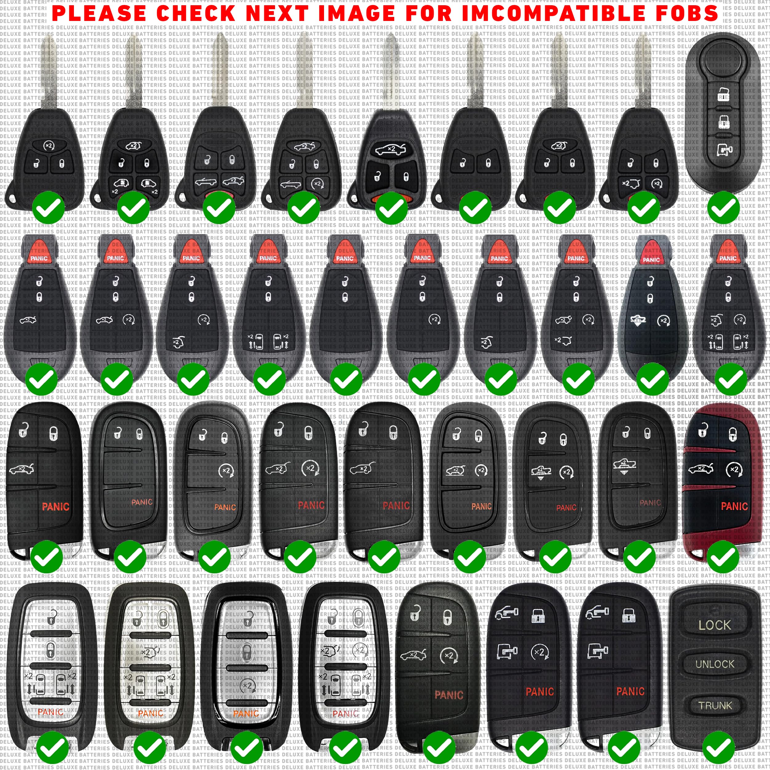 Key Fob Replacement Batteries For Jeep Dodge Ram Chrysler (Cherokee Caravan Town & Country Charger Compass Durango Challenger Jo