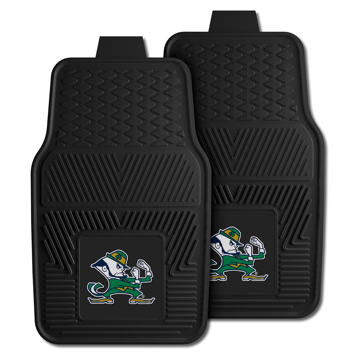 Fanmats 8749 Notre Dame Fighting Irish 2-Piece Heavy Duty Vinyl Car Mat Set, Front Row Floor Mats, All Weather Protection, Unive