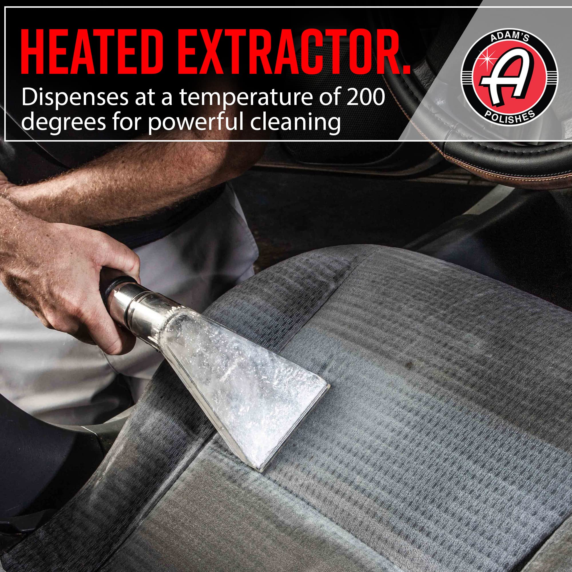 Adam's Polishes Heated Carpet Extractor - Powerful 200 Degree Spot and Upholstery Cleaner, Clear Head Hand Tool, 15 Foot Hose, E