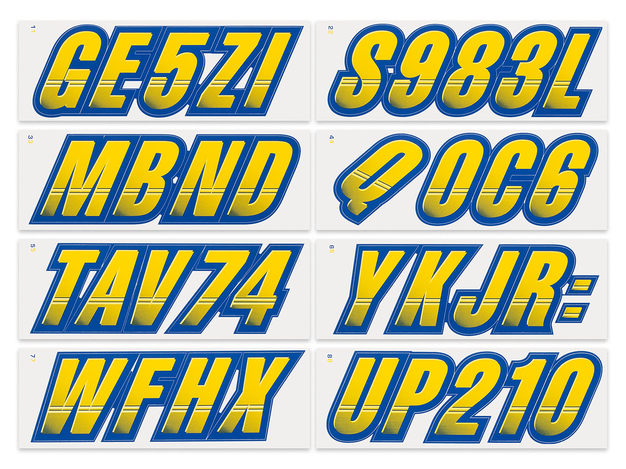 Stiffie Techtron Yellow/Navy 3 '' Boat & Pwc Registration Decals  Numbers Letters Stickers