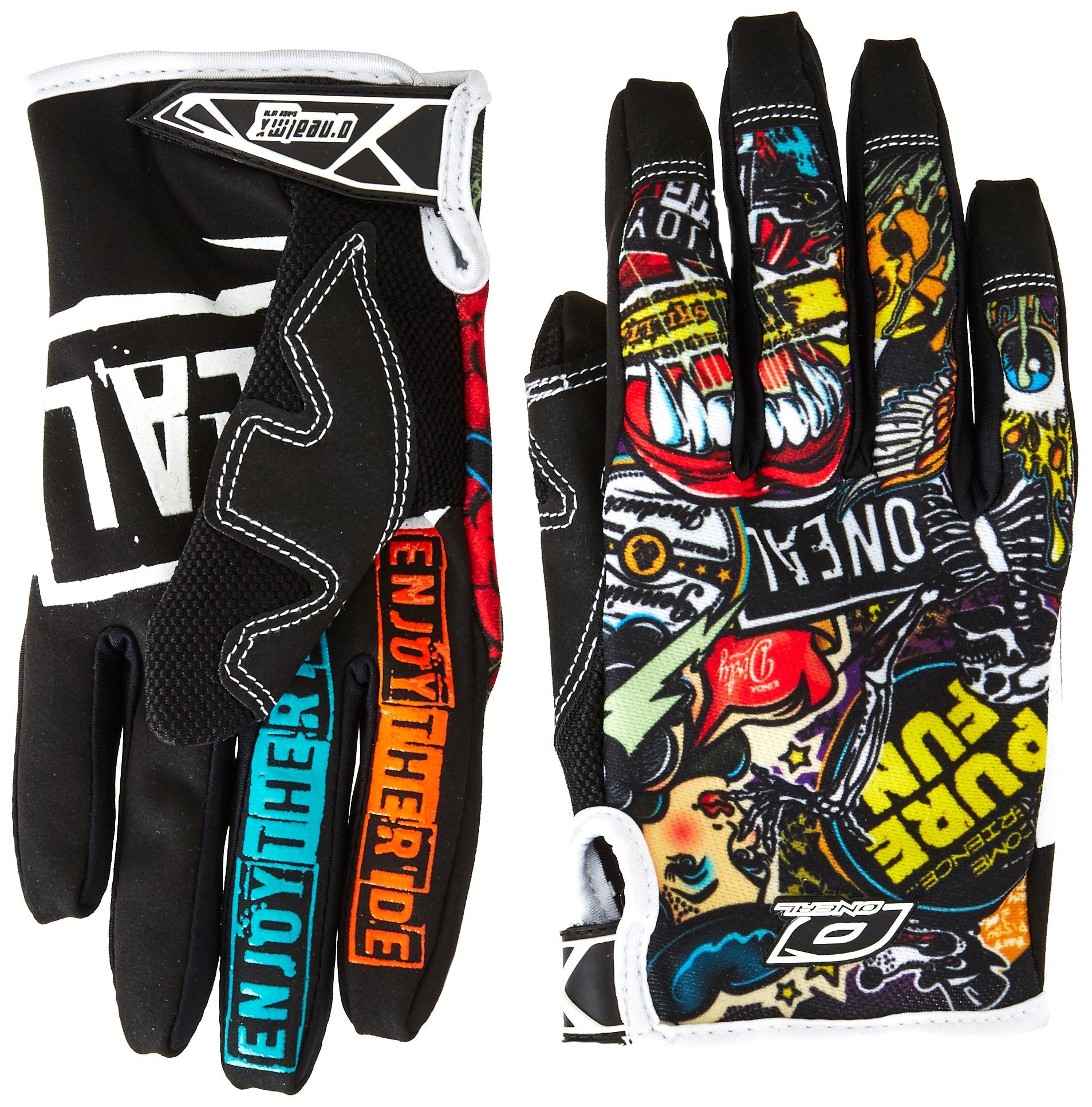 ONeal  0385132 Jump Gloves with Crank Graphic (Black/Multicolor, Size 12)