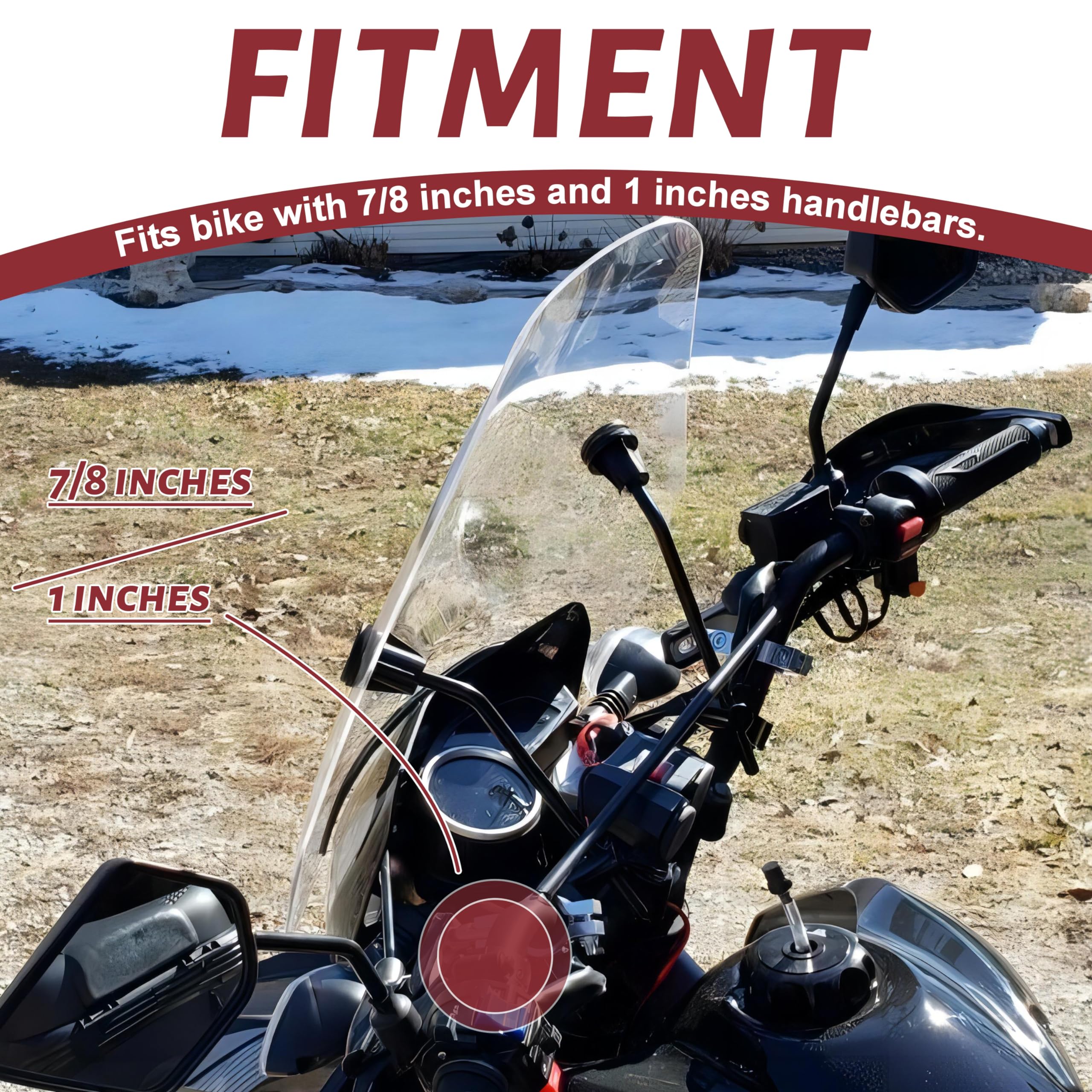 7BLACKSMITHS Universal Motorcycle Windshield 16 3/4    Width x15    Height Clear Large Windscreen Compatible with Harley Yamaha