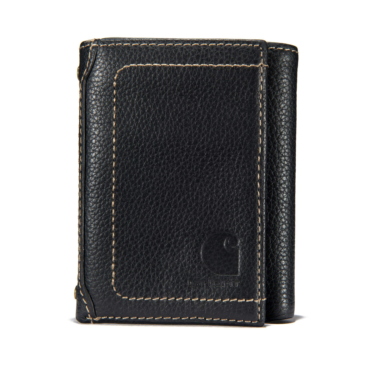 Carhartt Men'S Trifold, Durable Wallets, Available Canvas Styles, Pebble Leather (Black), One Size