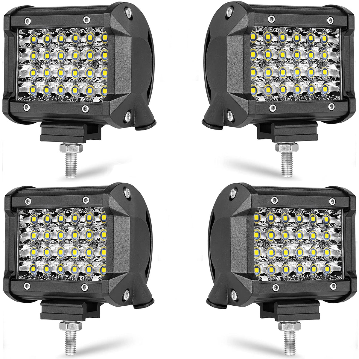 Led Tractor Lights,Muvkqc 4Pcs 72W 4Inch Led Light Pods 12V-60V 12000Lm Square Led Work Light Pods For Trucks Off Road Car Atv Utv Suv Golf Cart Forklift