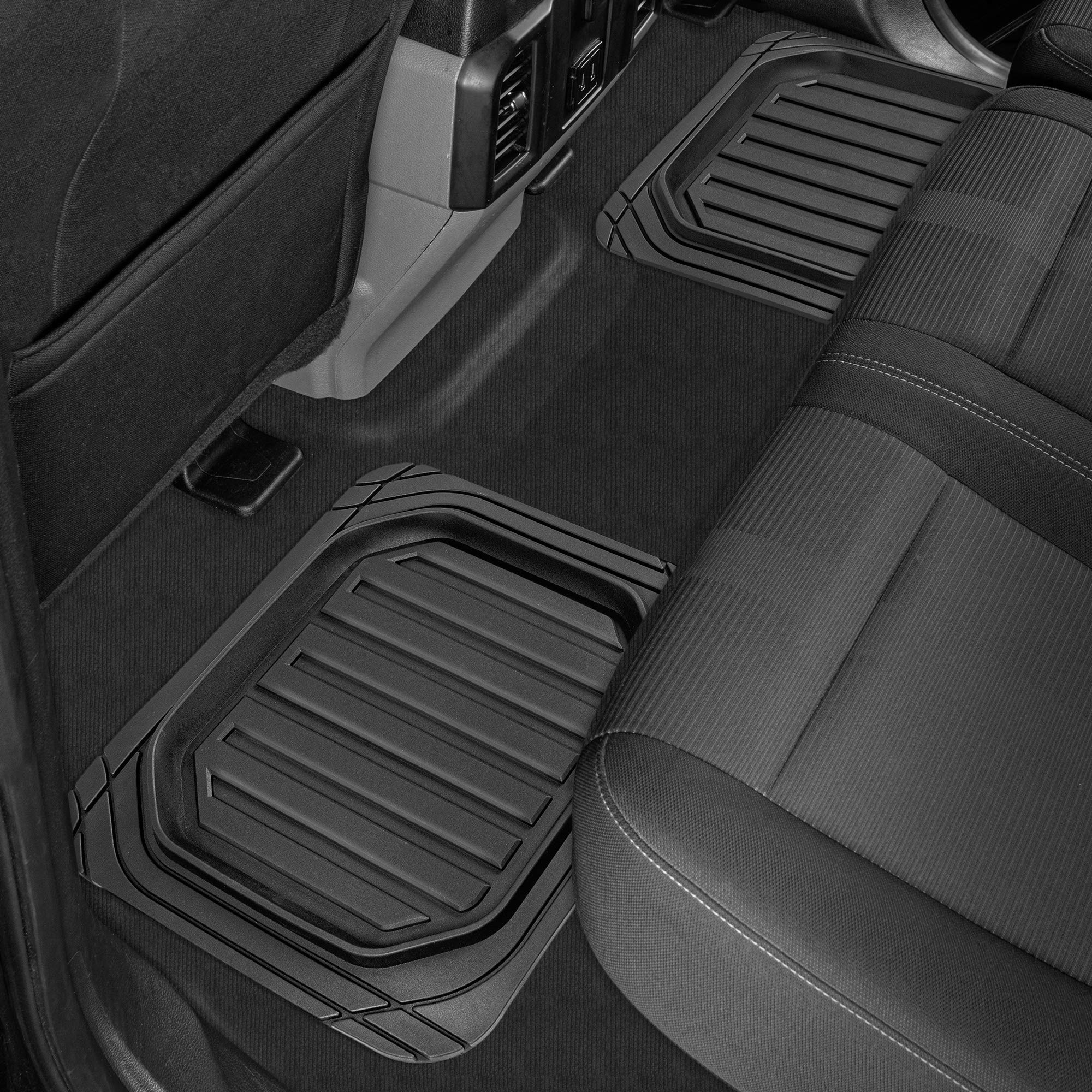 Cat CAMT-9014 (4-Piece) Heavy Duty Deep Dish Rubber Floor Mats, Trim to Fit for Car Truck SUV & Van, All Weather Total Protectio