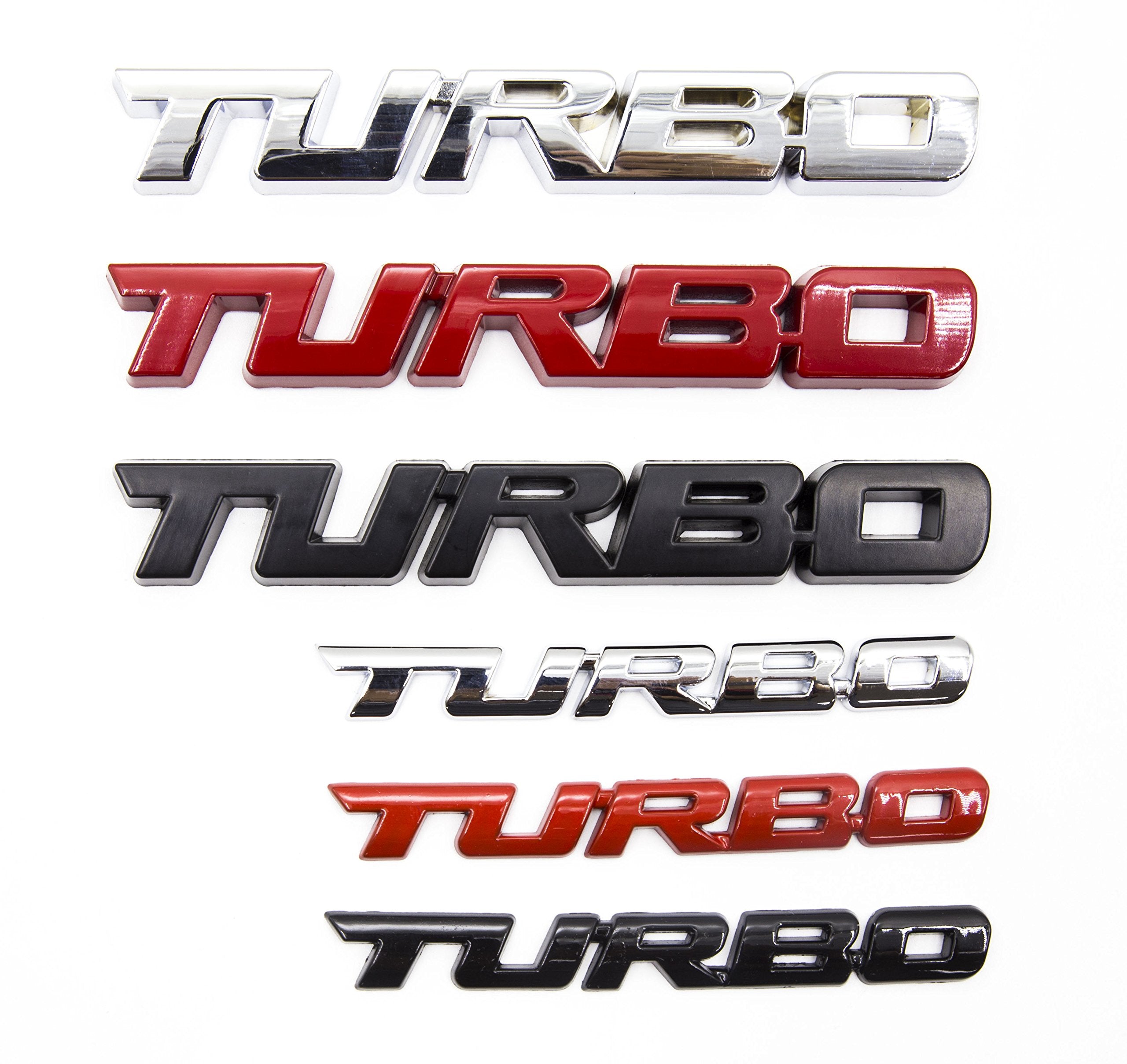 Lightkorea 2Pcs Small And Big Metal Turbo Emblem Side Fender Trunk Emblem Vehicle Car Motorcycle Badge Decals (Glossy Red)