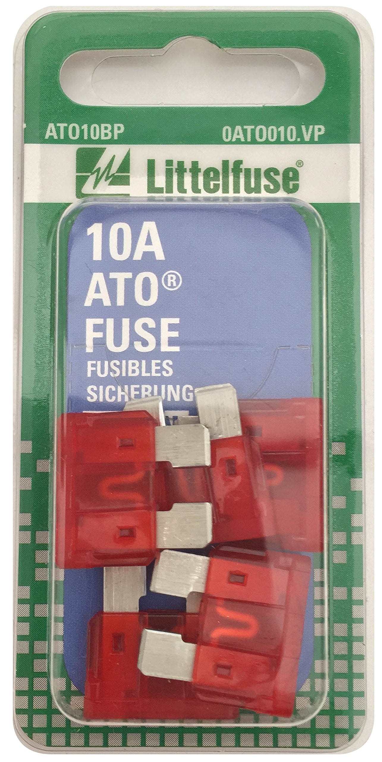 Littelfuse 0ATO010.VP ATO 32 Volt 10 Amp Carded Fuse, (Pack of 5)