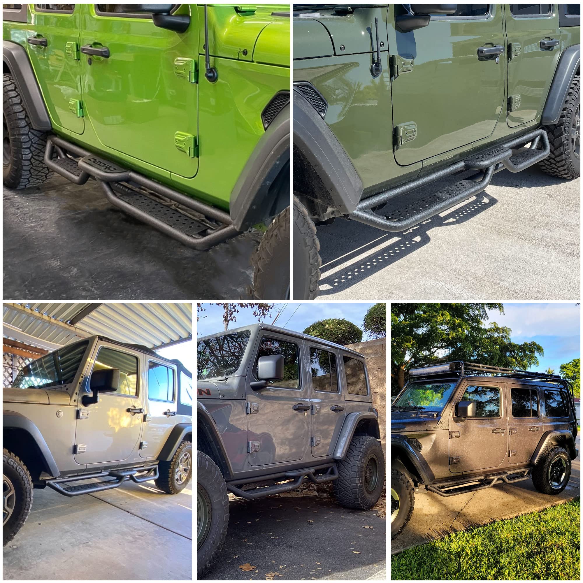 Oedro Running Boards With Two Stairs Design All-Steel Build, Bolt-On Side Steps Compatible With 2018-2025 Jeep Wrangler Jl 4 Doo