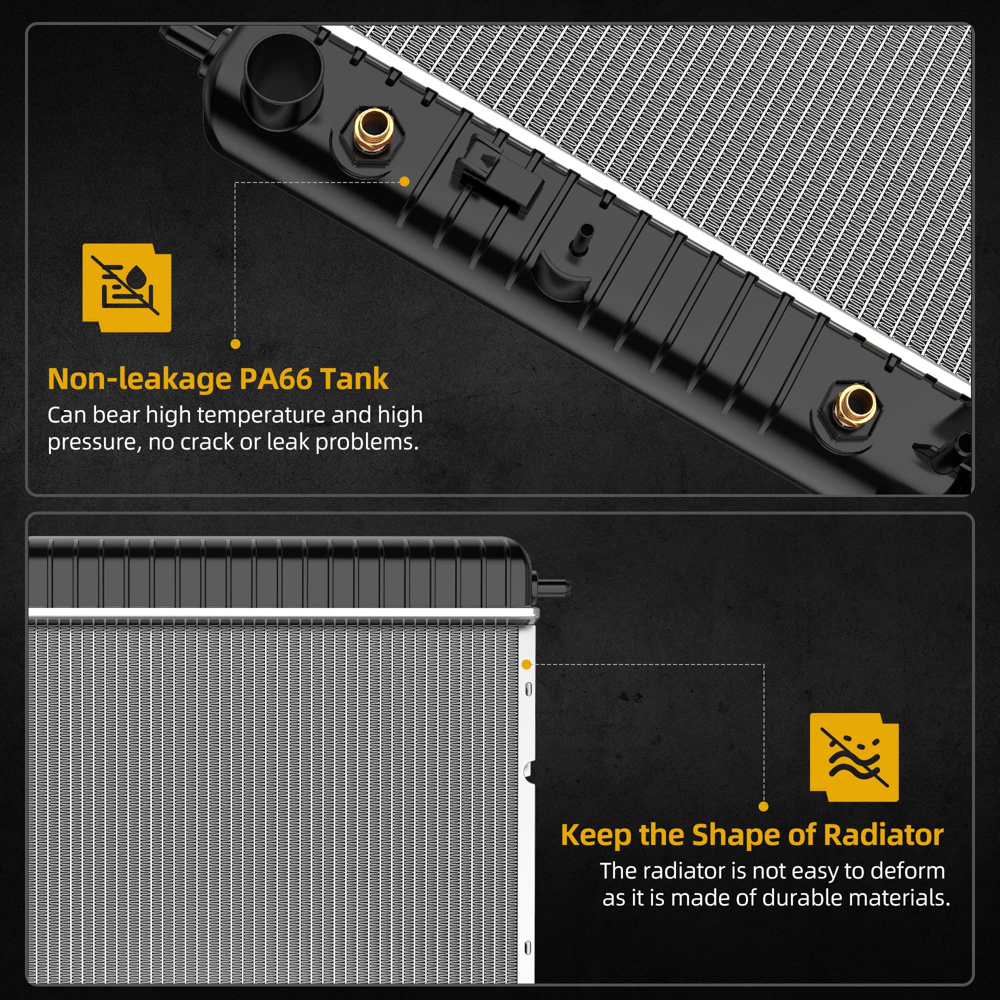 Dwvo 34'' Core Radiator Compatible Compatible With Chevy Silverado Suburban Gmc Yukon Sierra Tahoe Escalade Hummer H2 4.3L 4.8L