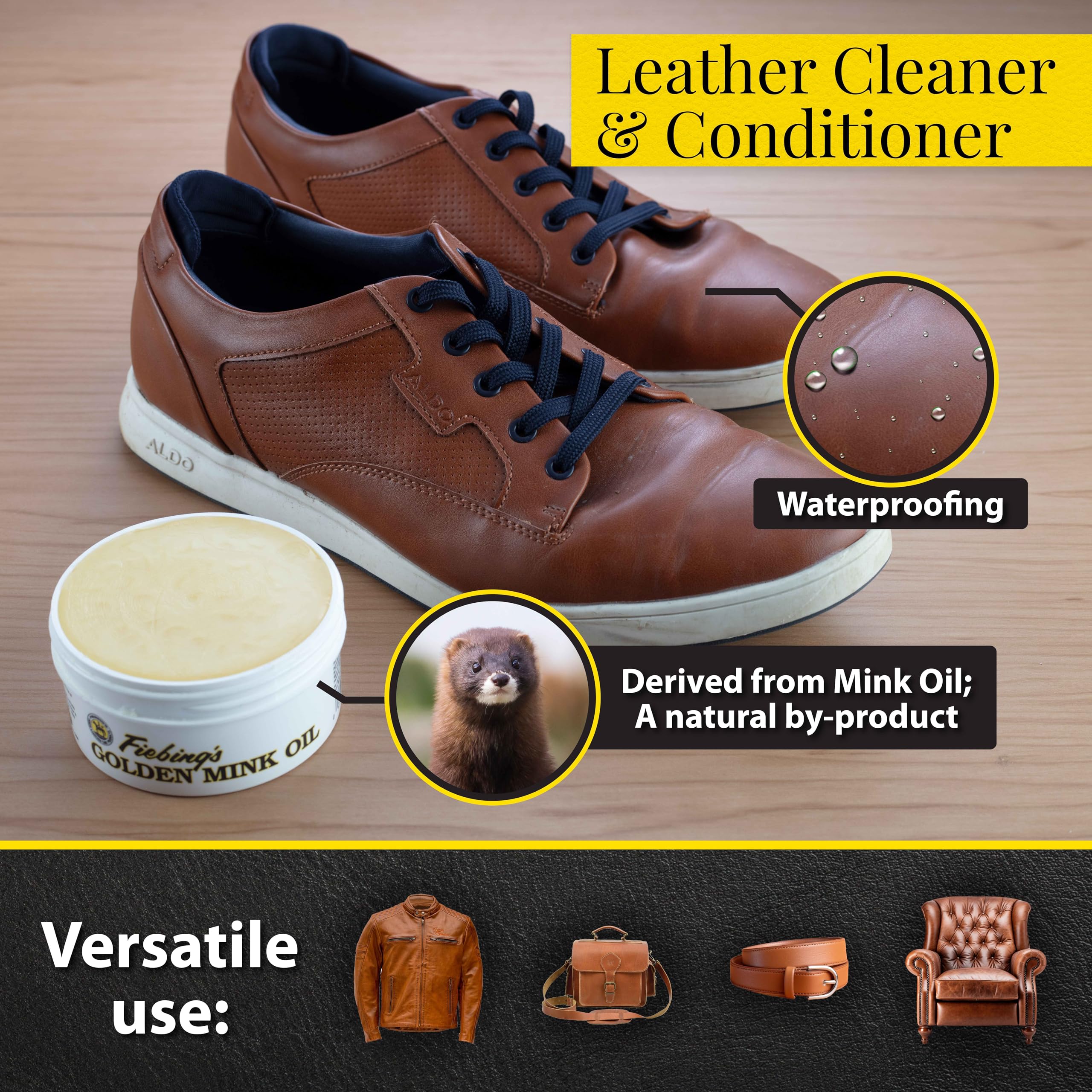 Fiebing'S Golden Mink Oil For Leather Boots (6 Oz) - Leather Cleaner & Conditioner - Waterproof, Preserve, Soften All Smooth Lea