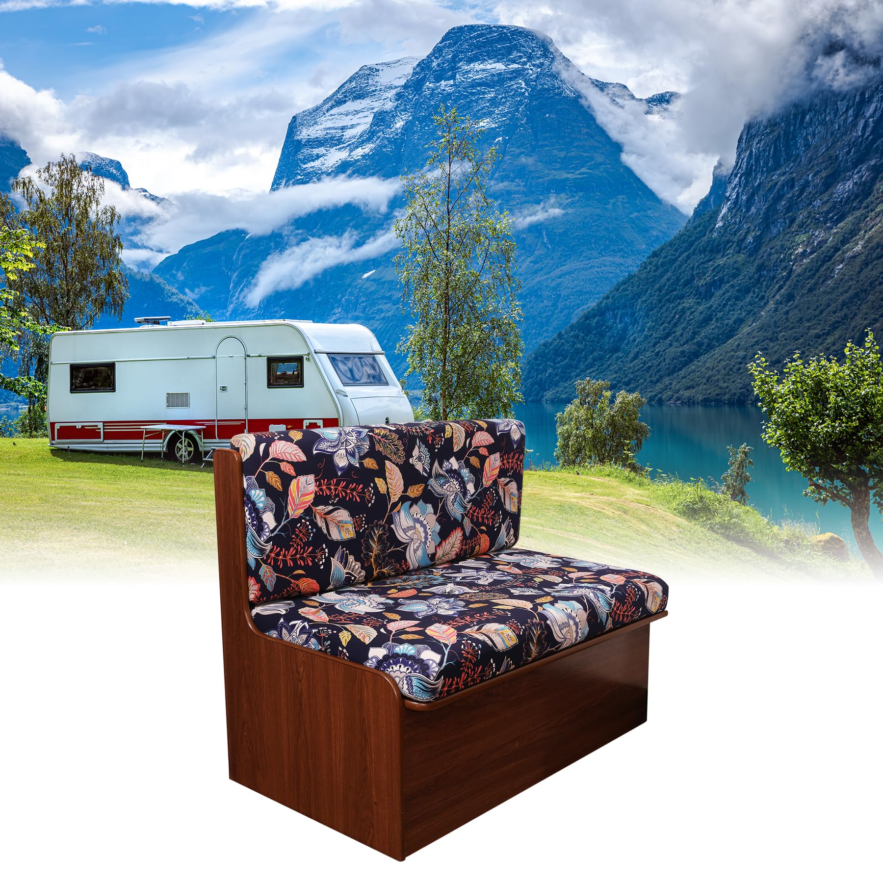 Fuangui Rv Dinette Cushion Covers - Stretch Camper Cushion Booth Seats Replacement - Washable Sofa Furniture Protector (B5, 2 Be
