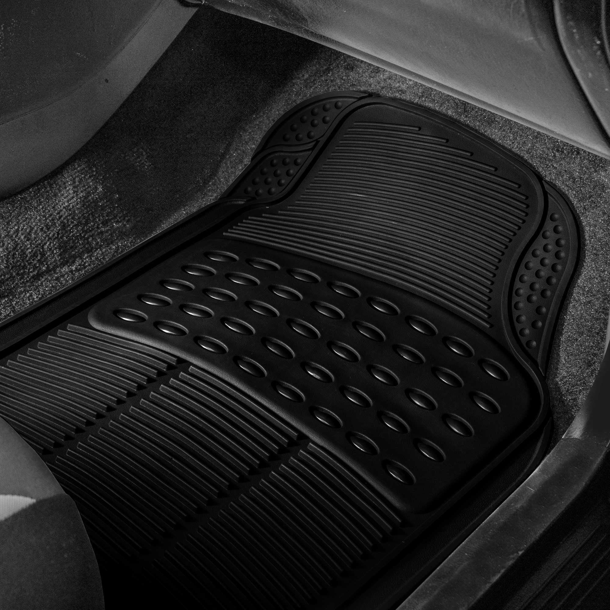 Fh Group Climaproof Trimmable Non-Slip Vinyl Floor Mats Full Set - Universal Fit For Cars Trucks And Suvs (Black) F11306 + F1640