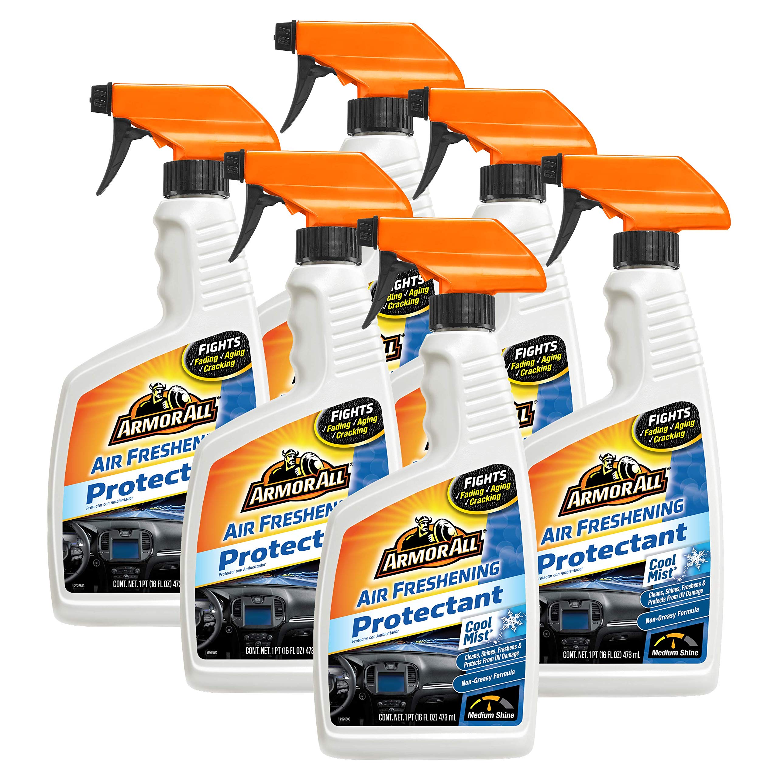 Armor All Car Air Freshener and Cleaner - Odor Eliminator and Protectant for Cars & Truck, Cool Mist, 16 Fl Oz Spray Bottles, Pa