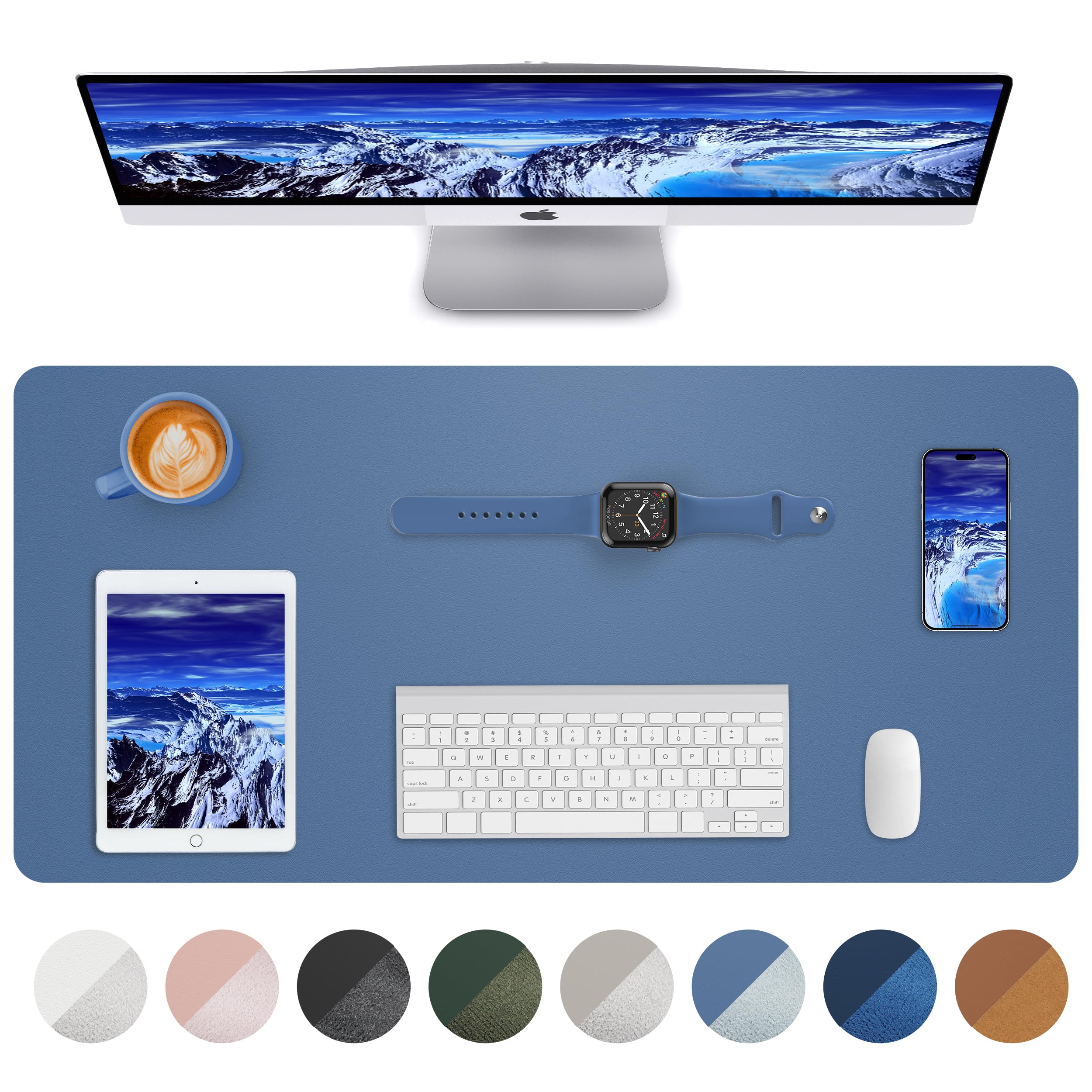 Leather Desk Pad Blotter,Mouse Pad,Office Desk Mat, Non-Slip Pu Leather Desk Mat,Large Desk Mat,Waterproof Keyboard Mat For Offi