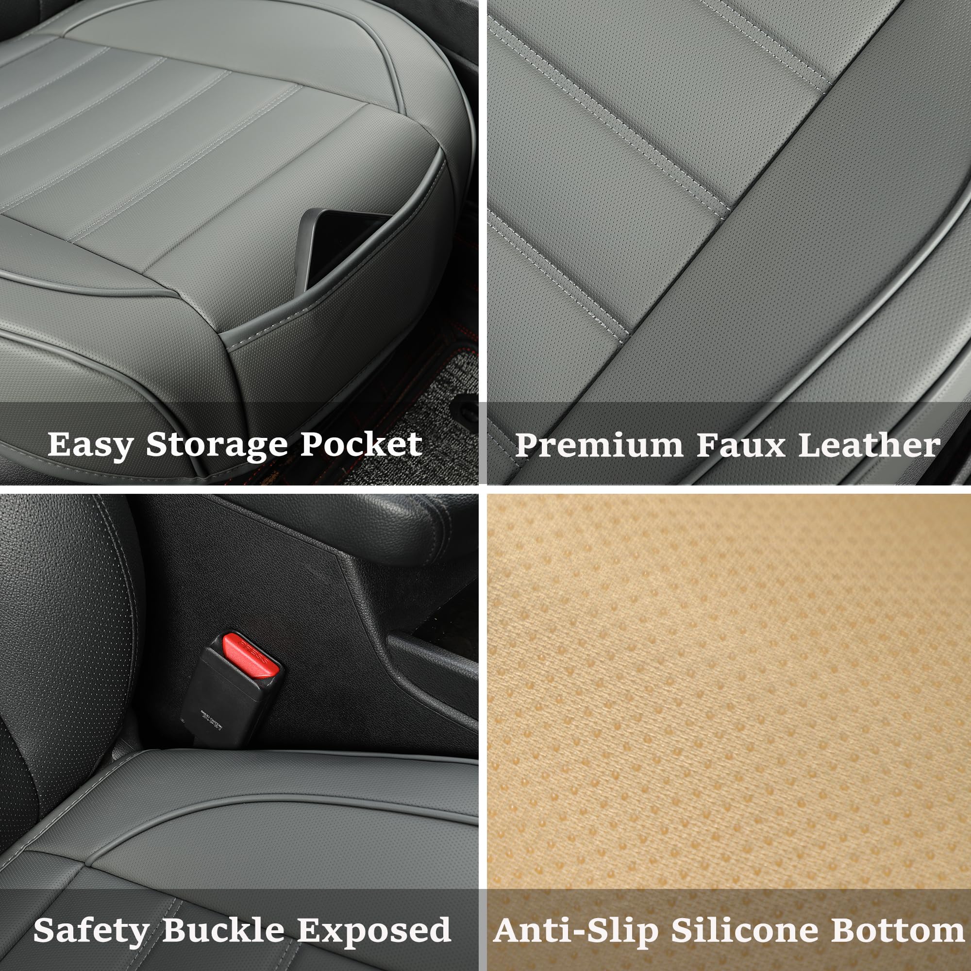 Vankerful 1 Pack Leather Front Car Seat Covers,Bottom Seat Covers for Cars,Driver Car Seat Cover,Luxury Seat Protectors,Waterpro