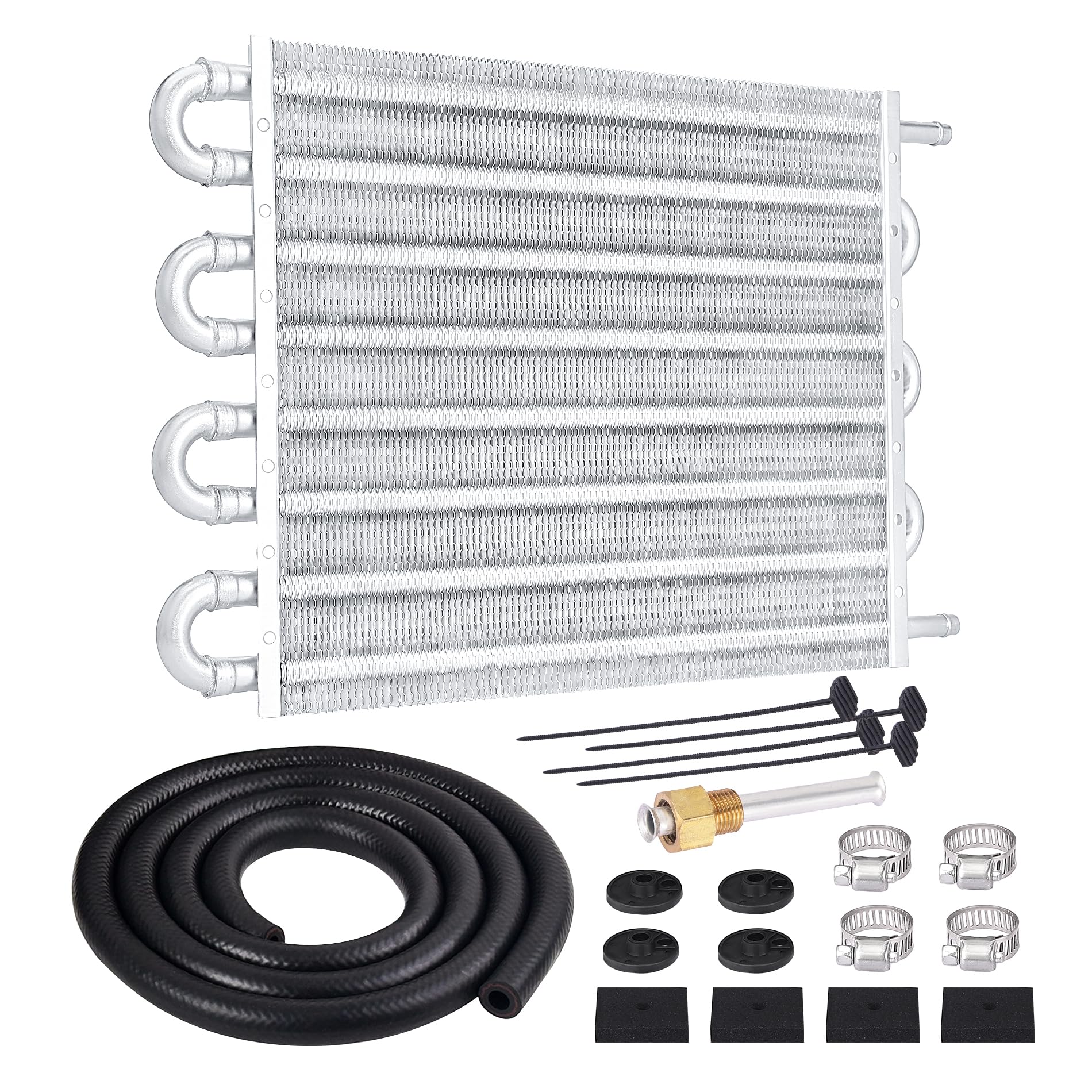 Evil Energy 5/16'' Transmission Oil Cooler, 8 Pass Tube And Fin Cooler Kit Universal Aluminium Silver