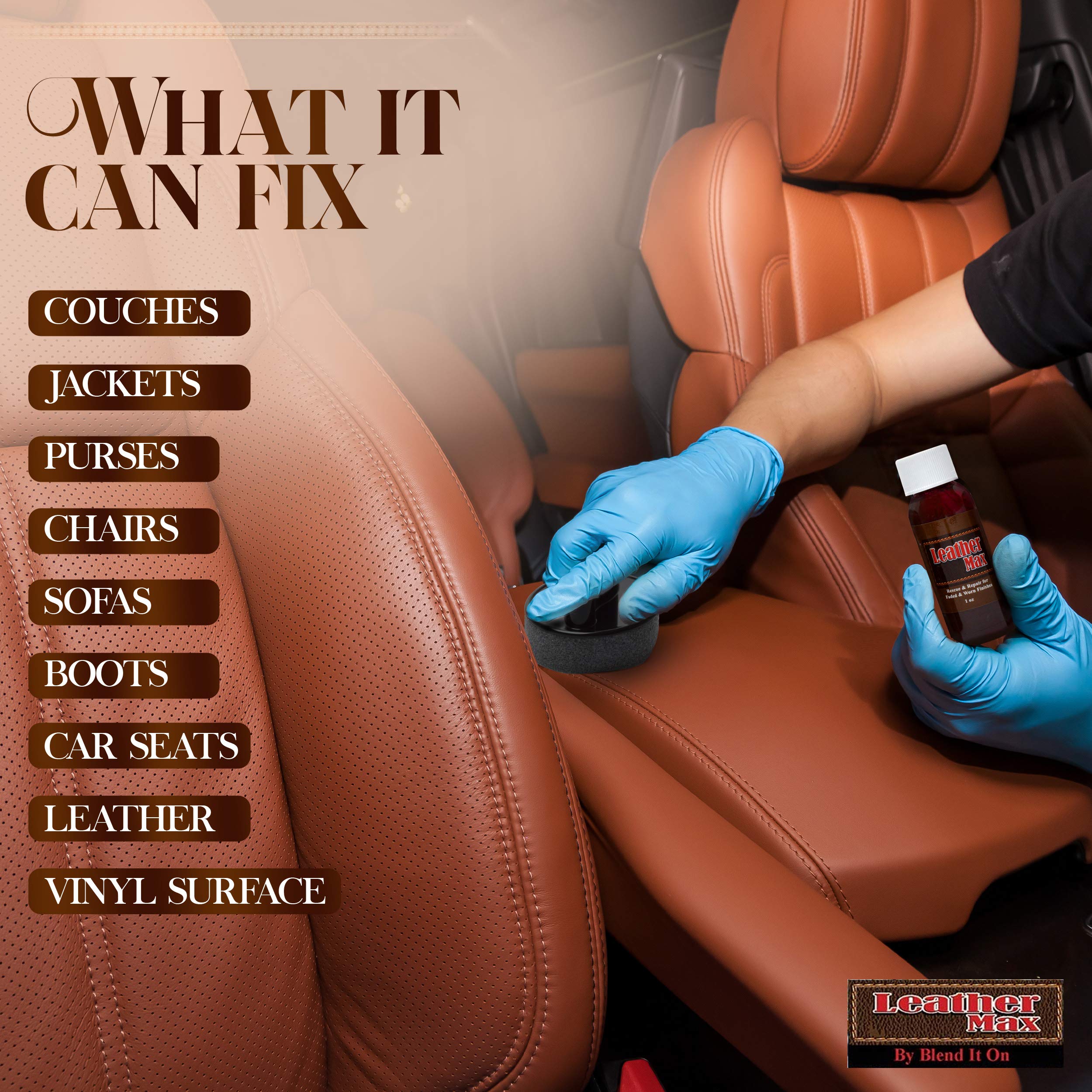 Leather Max Complete Leather Refinish, Restore, Recolor & Repair Kit/Now With 3 Color Shades To Blend With/Leather & Vinyl Refin