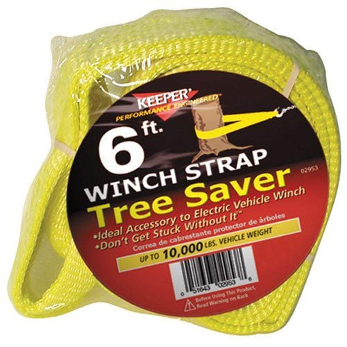 Keeper Hampton Prod 3” X 6’ Tree Saver Winch Strap For Electric - 10,000 Lbs. Working Load Limit And 30,000 Lbs. Break Strength