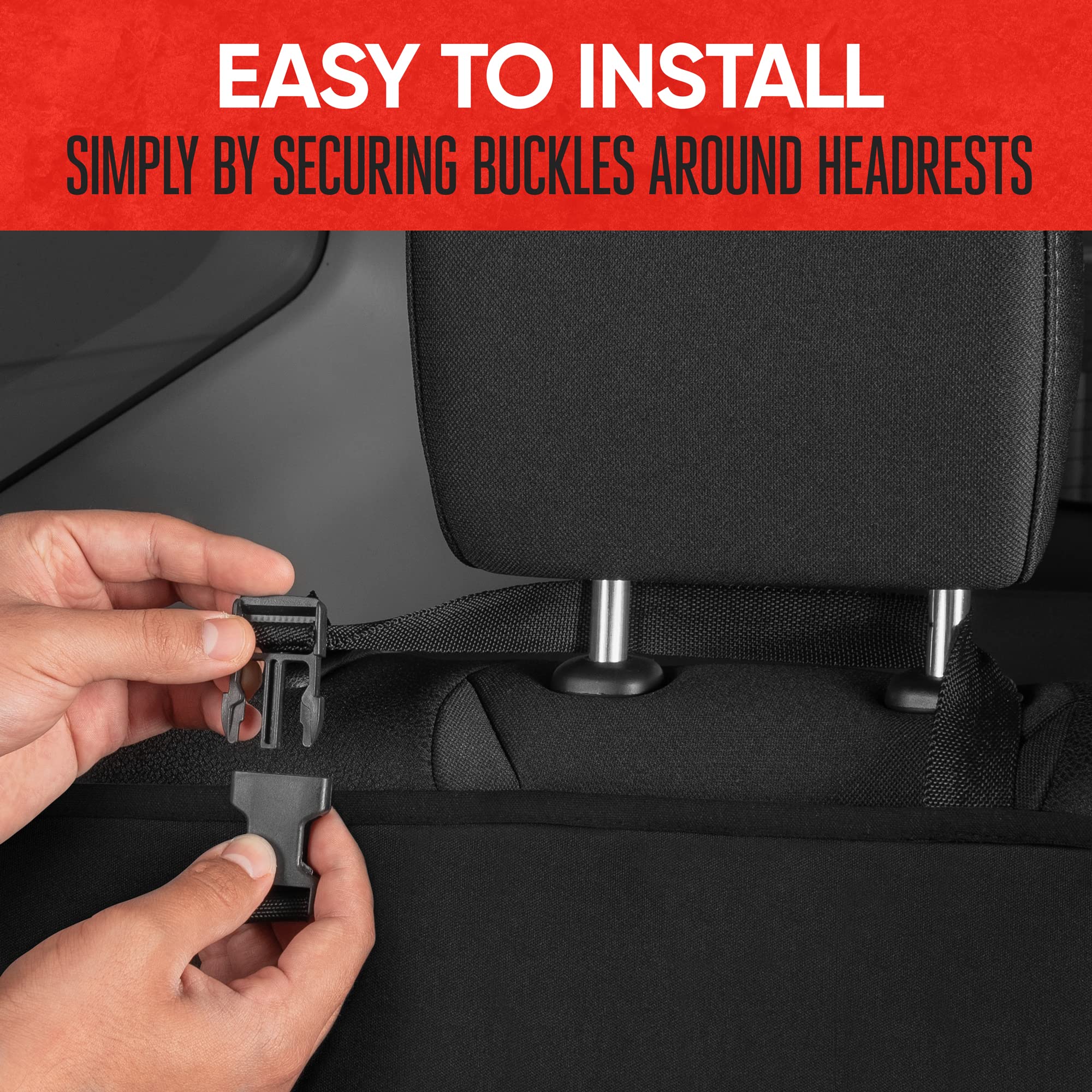 Motor Trend SpillGuard Waterproof Front Seat Covers and Rear Bench Cover, Neoprene Car Seat Protectors, Slip-On Easy to Install, Interior Seat Covers for Cars Trucks Vans SUVs - Beige