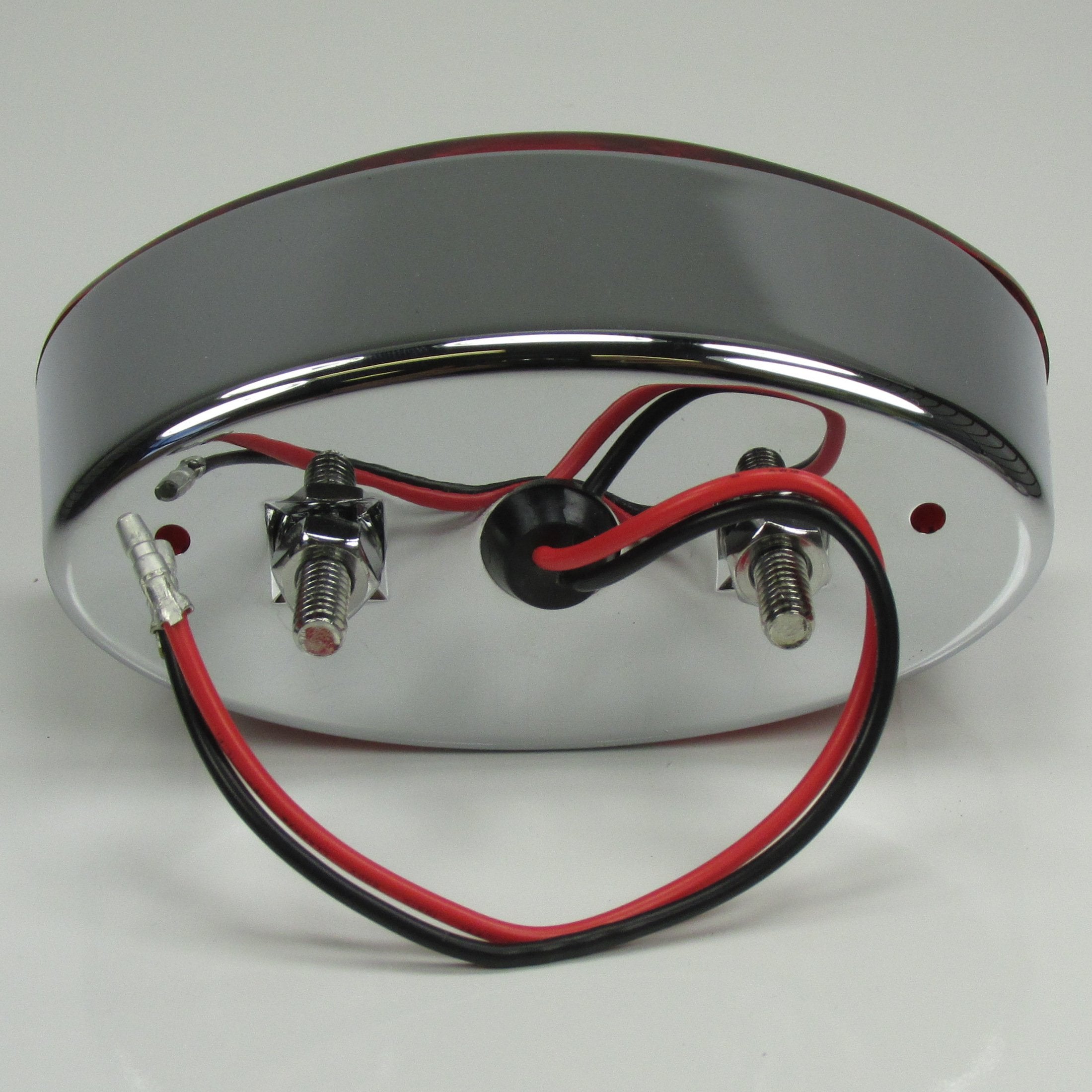 Chrome Cat Eye Motorcycle Tail Brake Stop Light With License Plate Tag Light - 12 Volt Dual Filament (1157 Bulb) Brake Light and