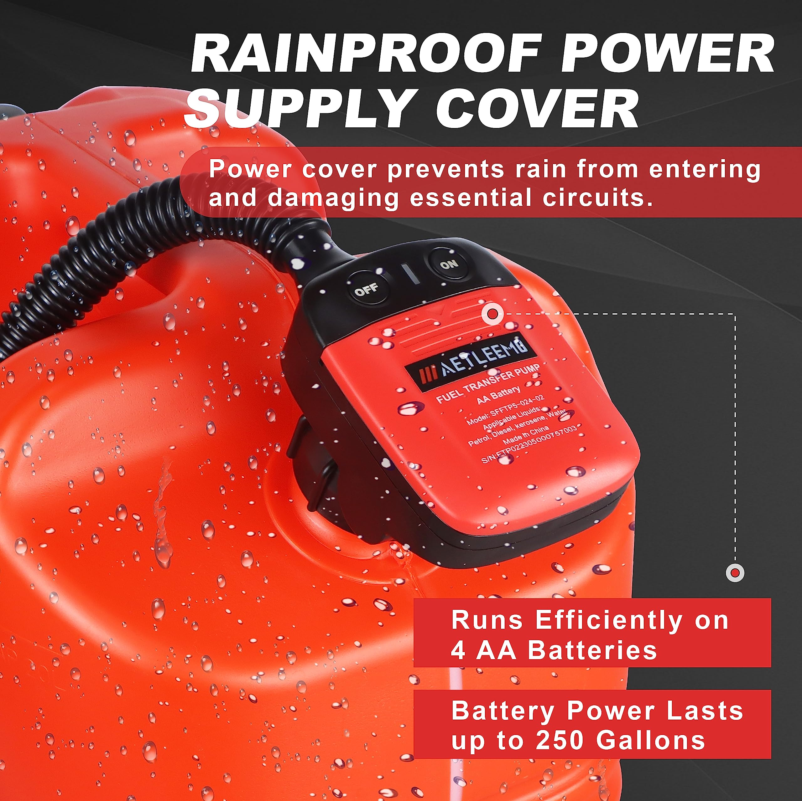 Aetleemo Automatic Fuel Transfer Pump With Auto-Stop Sensor(2.4 Gpm), Flexible Intake Hose Fits Most Irregular Gas Cans For Gasoline Diesel Kerosene & More