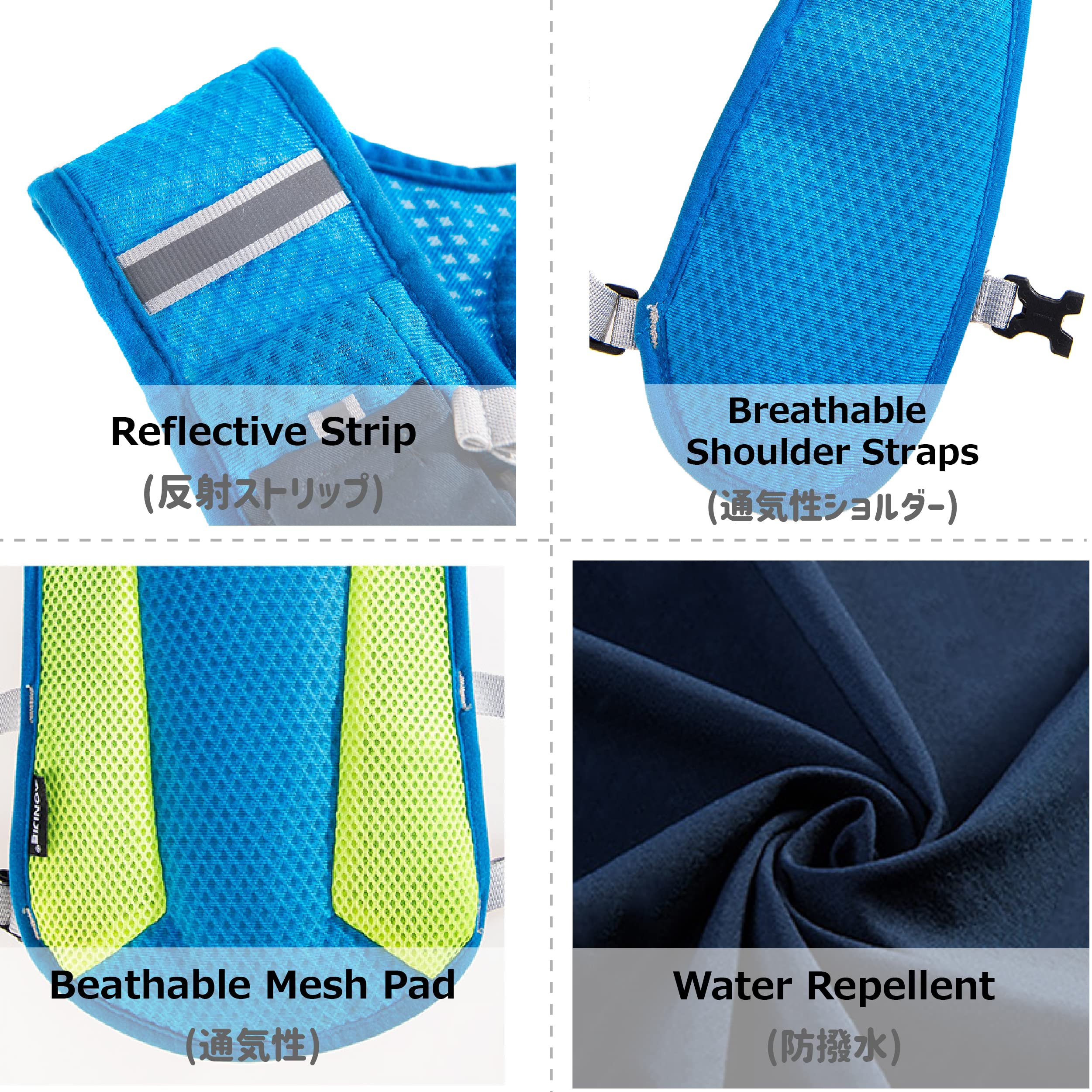 Azarxis Hydration Backpack Pack 5L 5.5L Running Vest For Women And Men Marathon Trail Race Jogging Cycling Hiking (Blue - With 2 Water Bottle (350Ml))