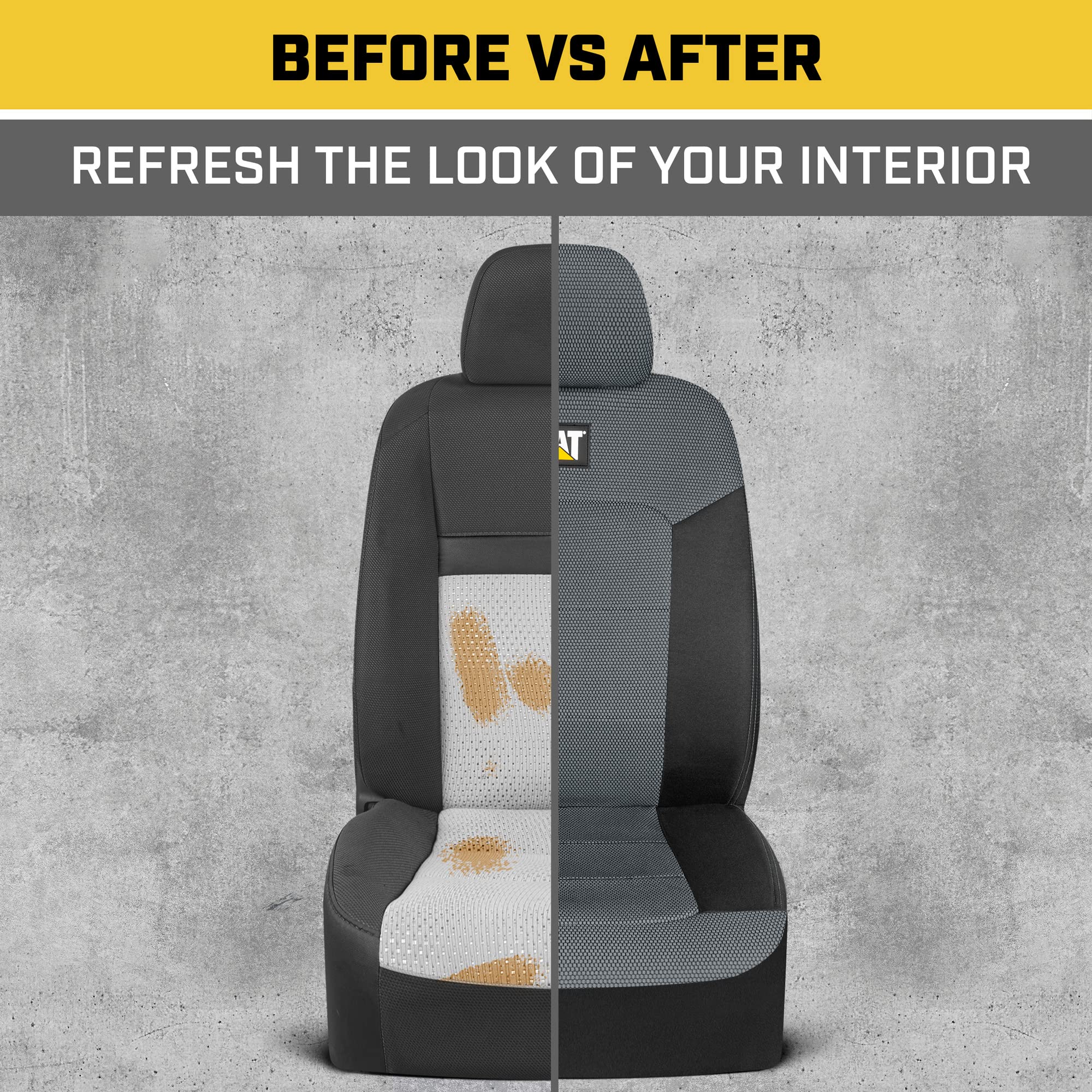 Cat MeshFlex Automotive Seat Covers for Cars Trucks and SUVs - Gray Car Seat Covers for Front Seats, Truck Seat Protectors with Comfortable Mesh Back, Set of 2