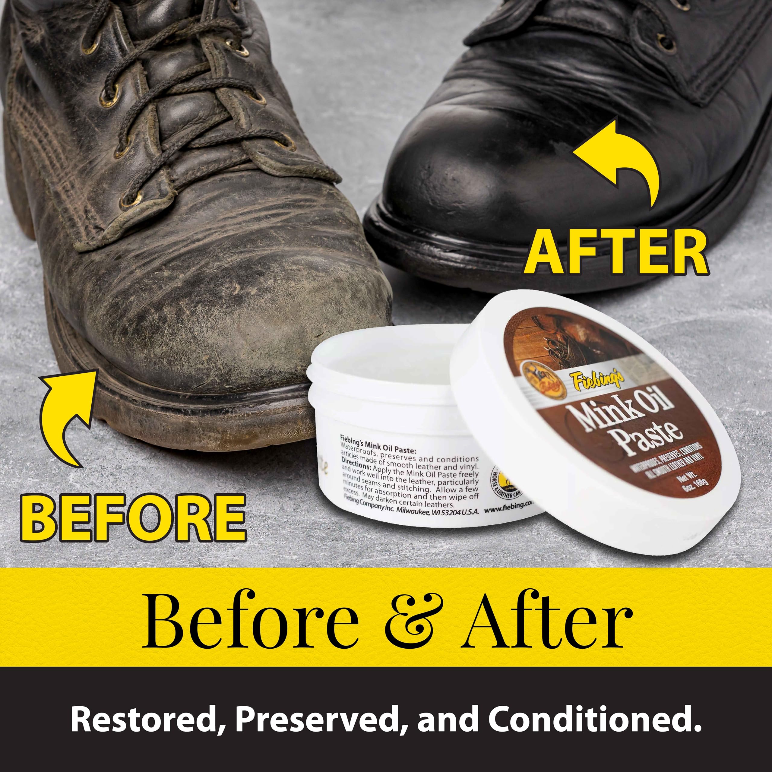 Fiebing'S Mink Oil For Leather Boots (6 Oz) - Leather Cleaner & Conditioner - Waterproof, Preserve, Soften All Smooth Leathercra