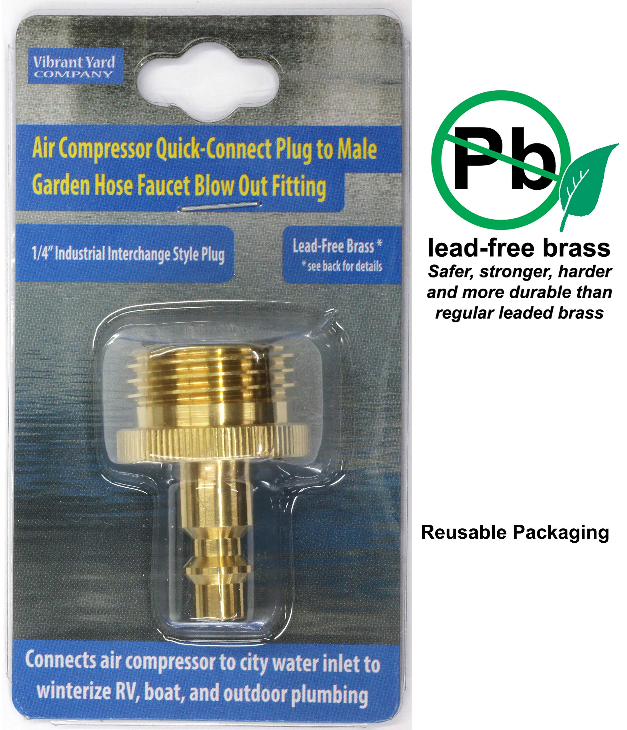 Winterize Blow Out Adapter for RV, Boat, Motorhome, Camper, and Travel Trailer: Air Compressor Quick-connect Plug to Male Garden