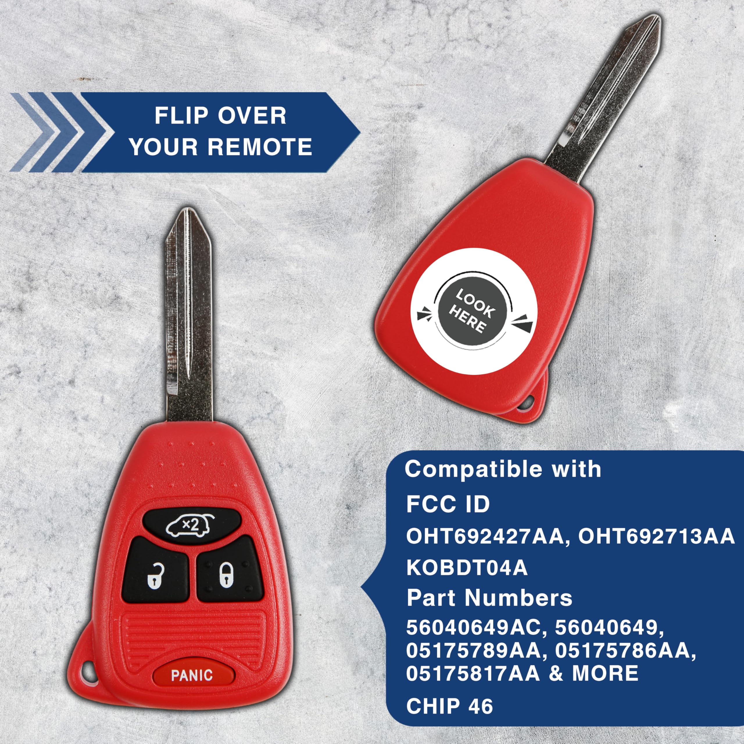 Keylessoption Keyless Entry Remote Control Uncut Car Key Fob Replacement For Oht692427Aa Kobdt04A Red