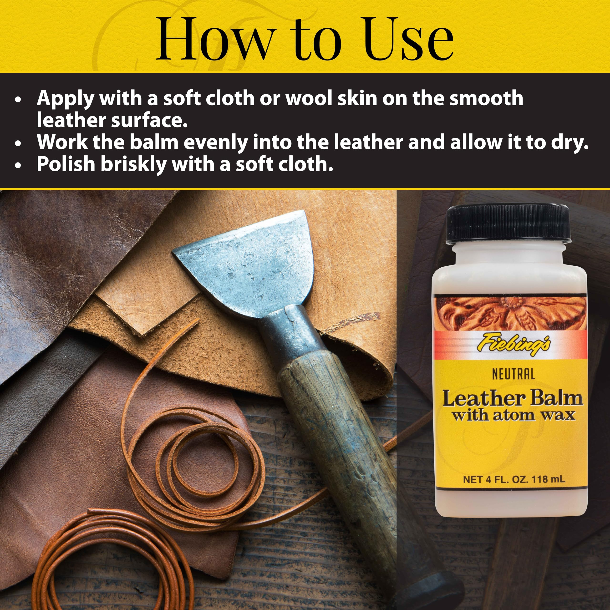 Leather Balm With Atom Wax Neutral, 4 Oz