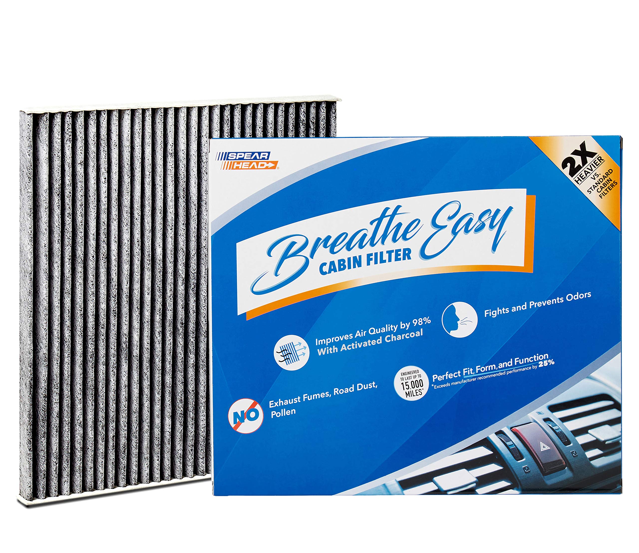 Spearhead Odor Defense Breathe Easy Ac & Heater Cabin Filter, Fits Like Oem, Up To 25% Longer Lasting W/Activated Carbon (Be-819)