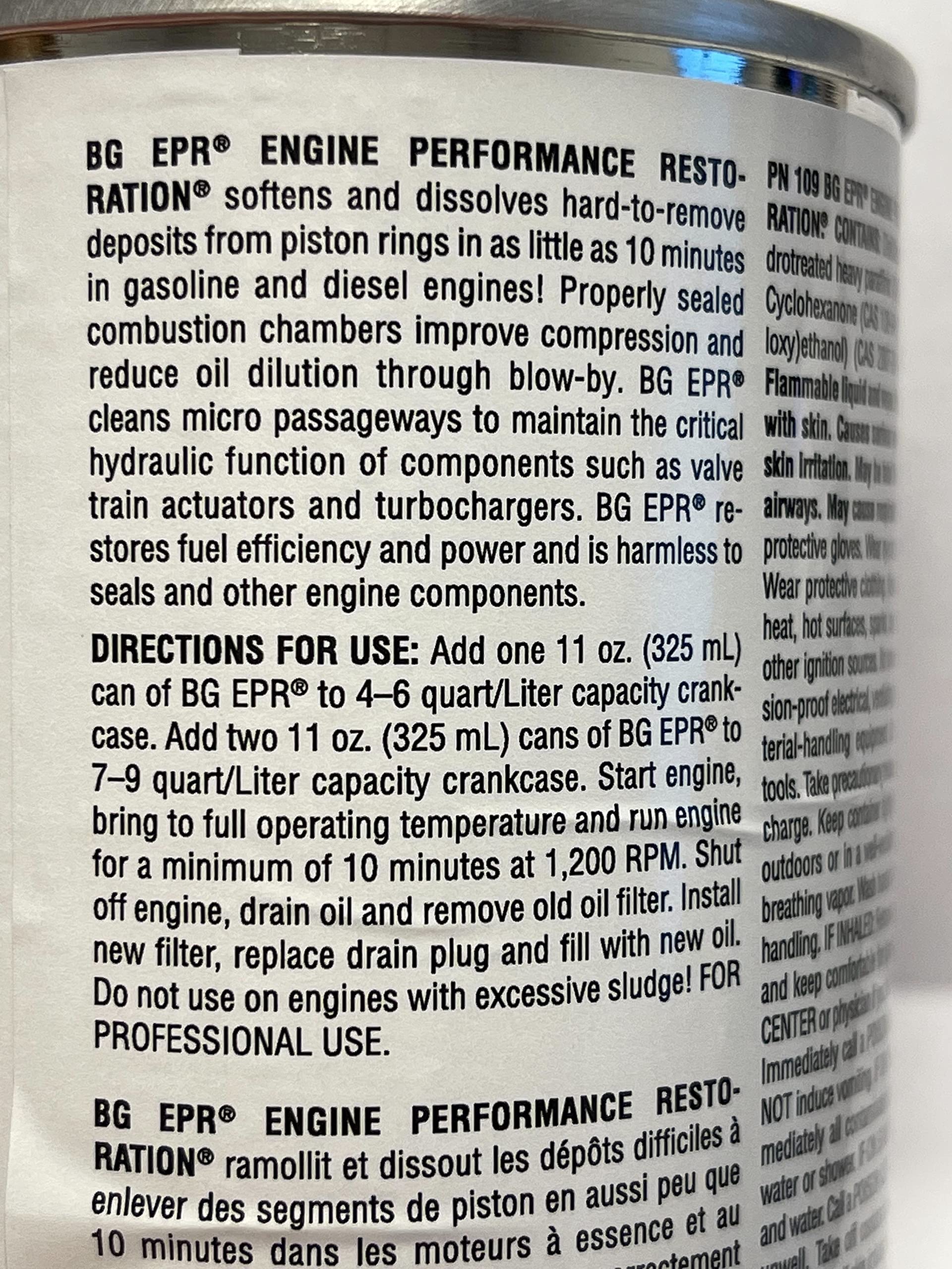 BG109 Compression Engine Performance Restore - 11 Fl Oz Engine Oil Additive for Enhanced Performance and Efficiency