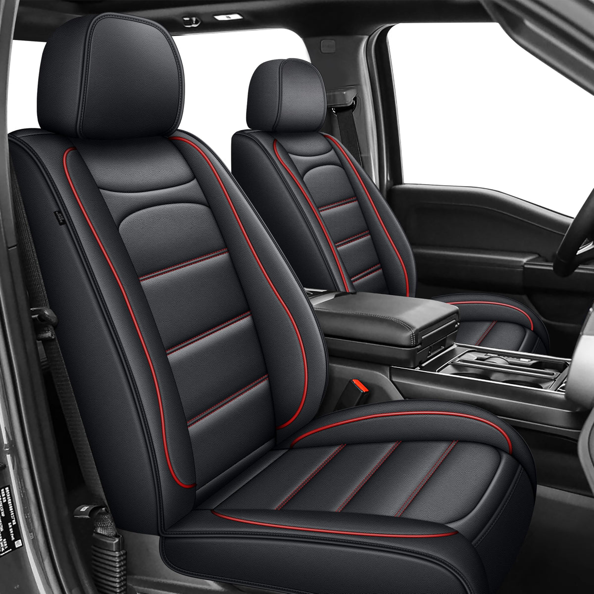IKABEVEM Seat Covers Fit for Ford F150 : 2009-2024 2025 - F250/F350/F450 2017-2024 2025 Pick-up Truck Front Car Seat Covers (Red