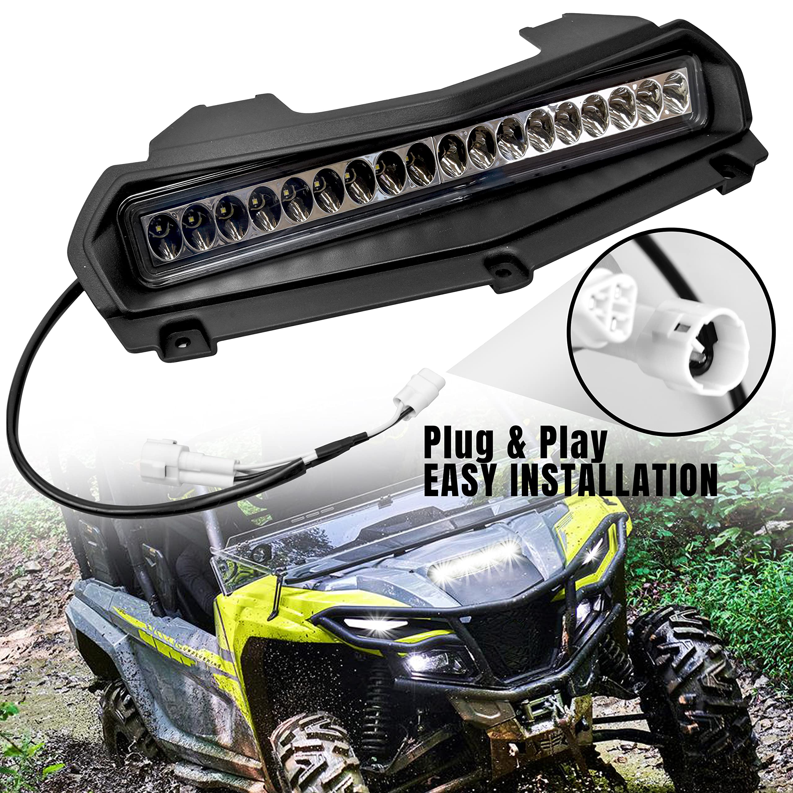 Katimoto Led Hood Scoop Light For Yamaha Rmax 1000, Front Auxiliary Light Hood Panel Light Daytime Running Light For Yamaha Wolverine Rmax2 1000 / Rmax4 1000 2021-2025 Accessories (1Pcs)