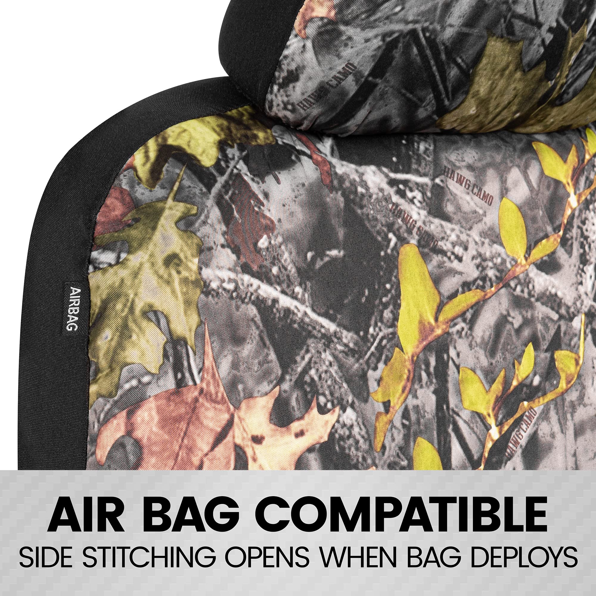 BDK Camo Car Seat Covers Full Set with Floor Mats - Complete Interior Protection Set, Realistic Green Forest Camouflage Pattern,