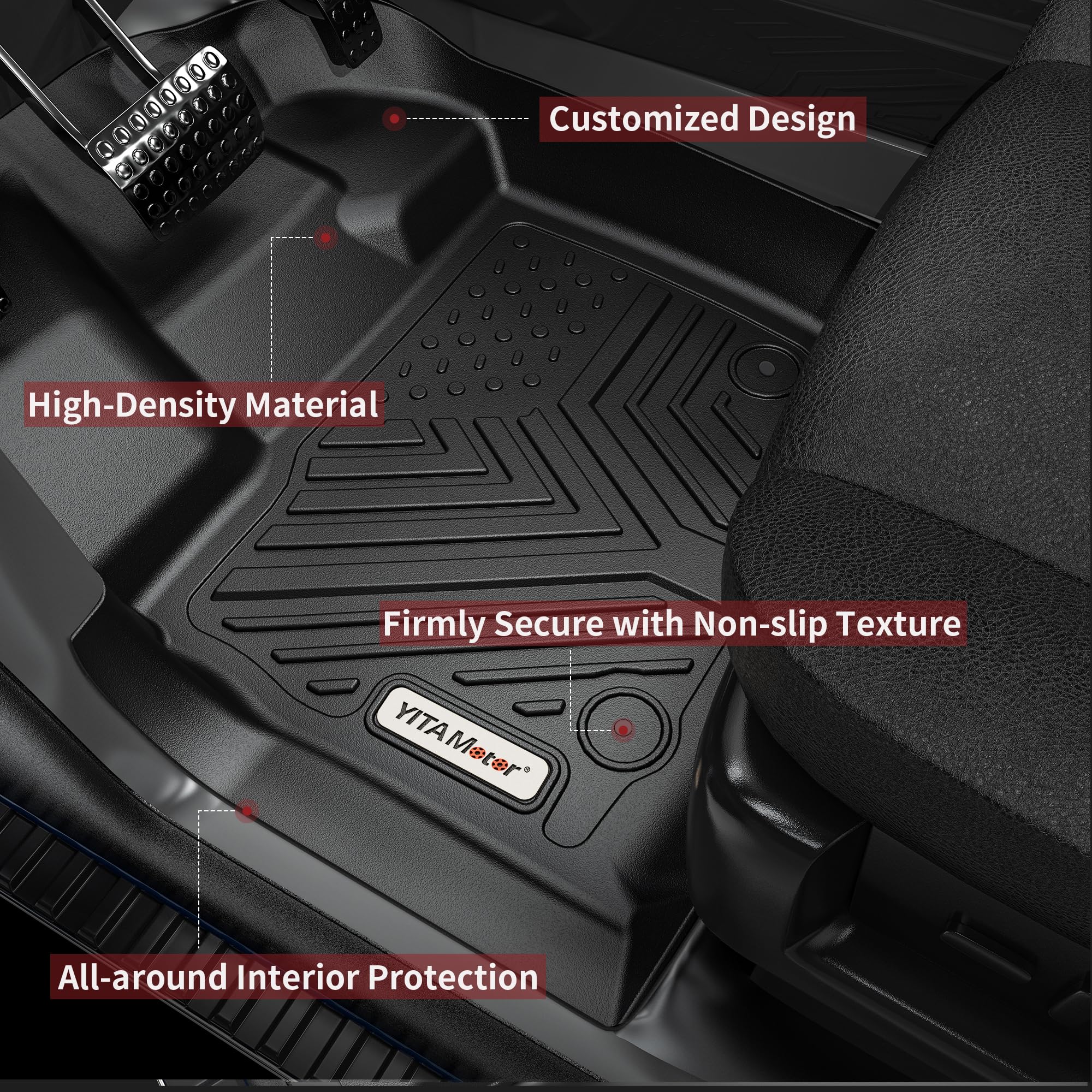 Yitamotor Floor Mats Compatible With 2014-2018 Silverado/Sierra 1500, 2015-2019 2500Hd/3500Hd Crew Cab, With 1St Row Bench Seat,